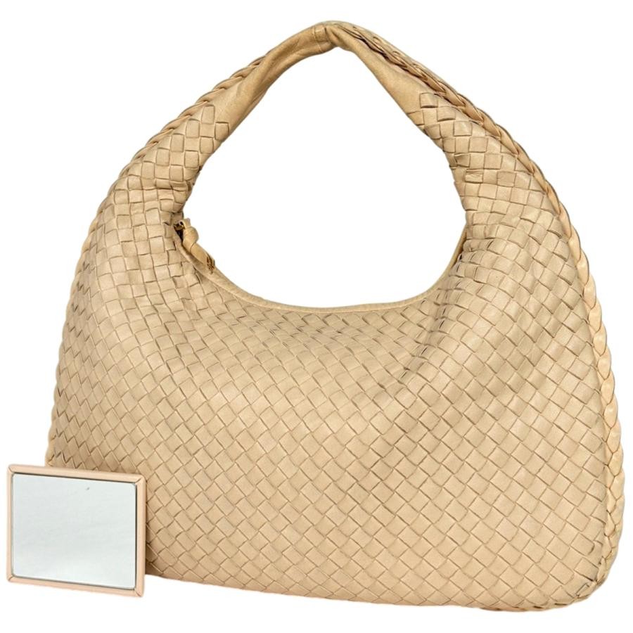 Bottega Veneta Intrecciato Hobo Leather Beige Shoulder Bag 115653 #BS646