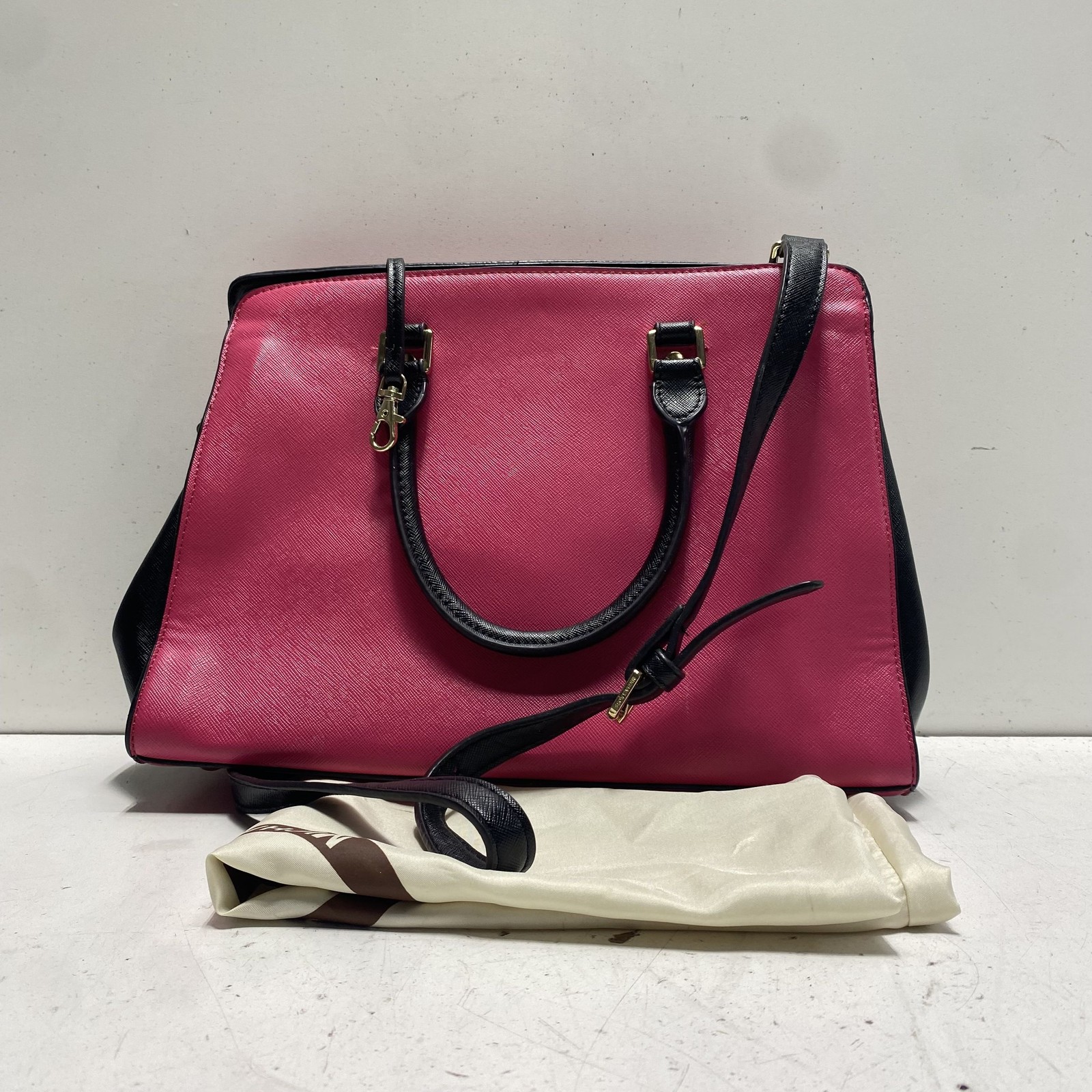 Michael Kors Pink Saffiano Leather Selma Satchel Bag Gold Hardware