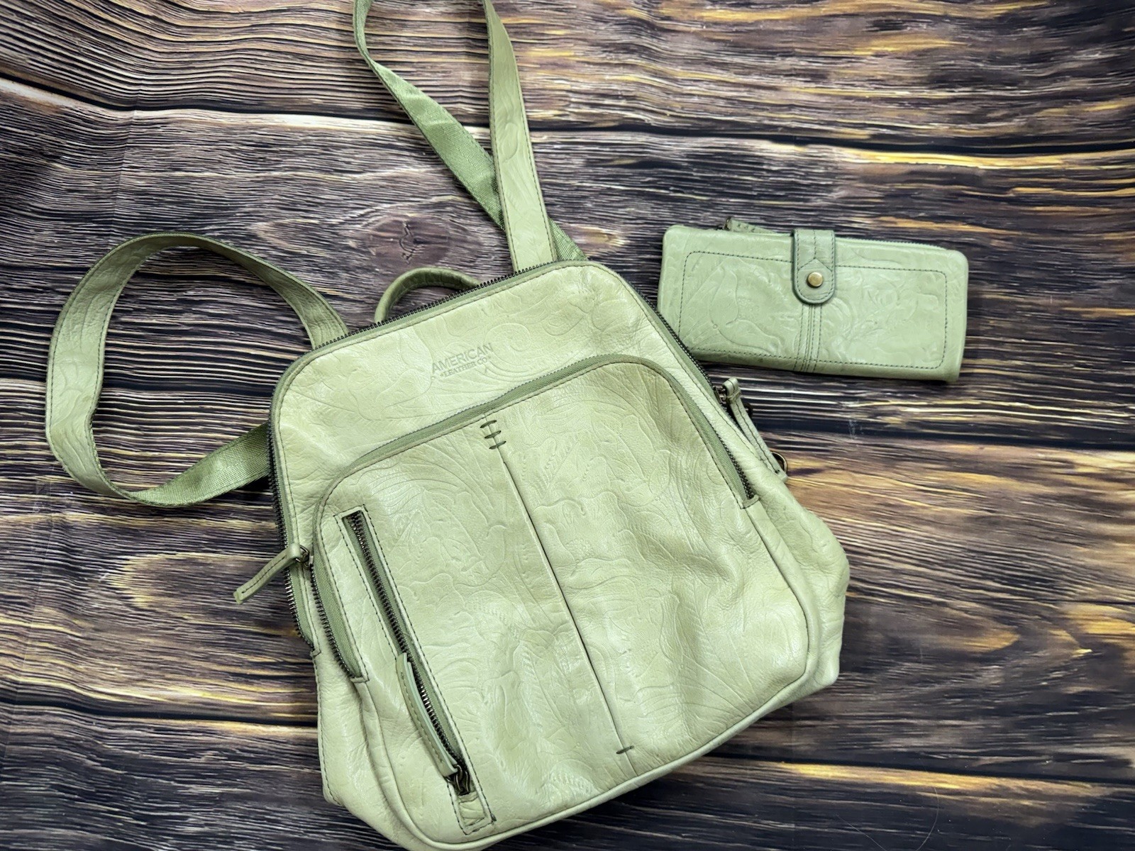 American Leather Co. Cleveland Backpack Purse Plus Matching Wallet! Gorgeous!!