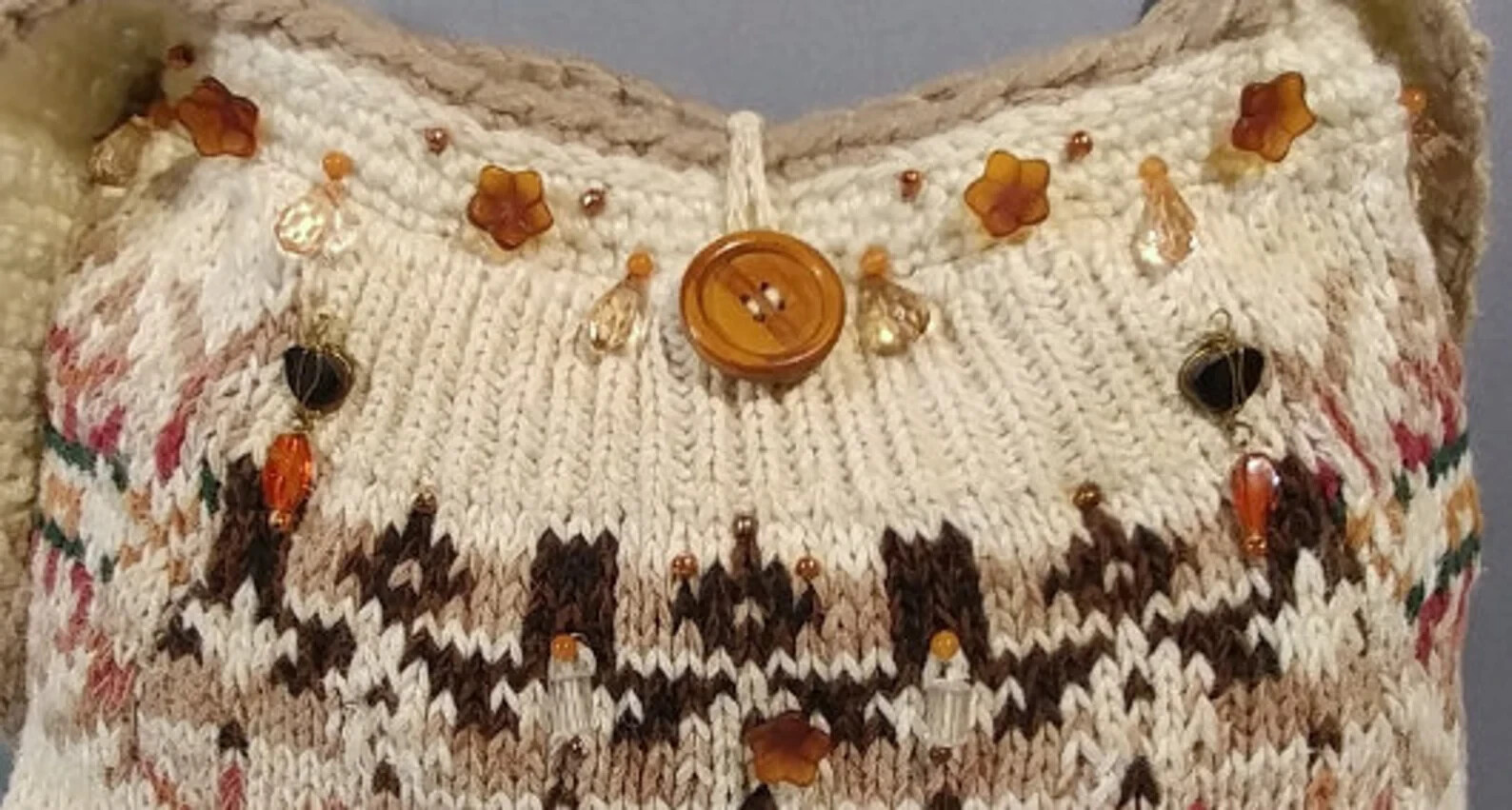 OOAK Sweater Purse Machine Knit and Crochet Nordic Design Crossbody/Shoulder Bag