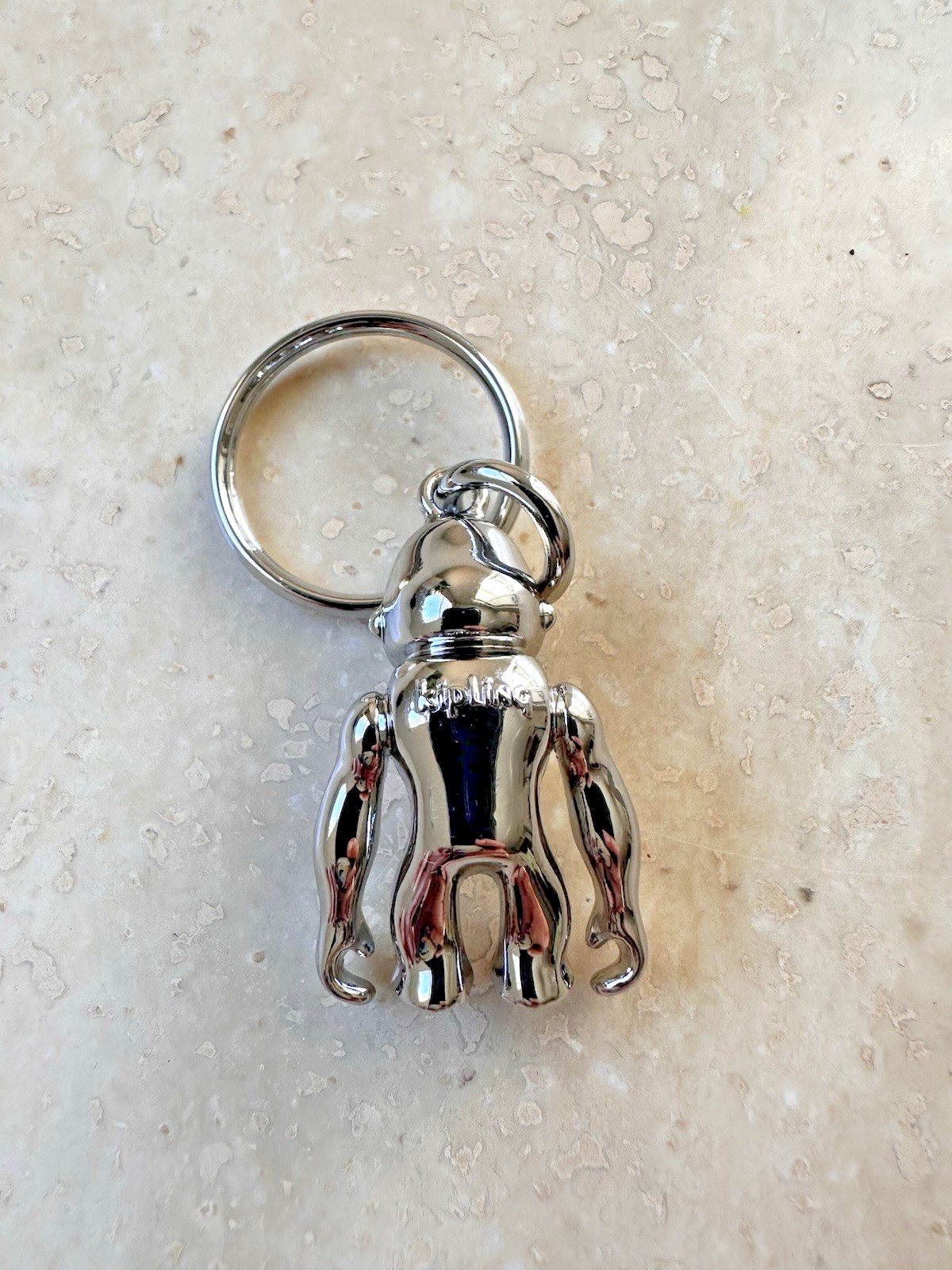 NWOT KIPLING Silver Metal Monkeys Key Chain Ring Bag Charm Fob