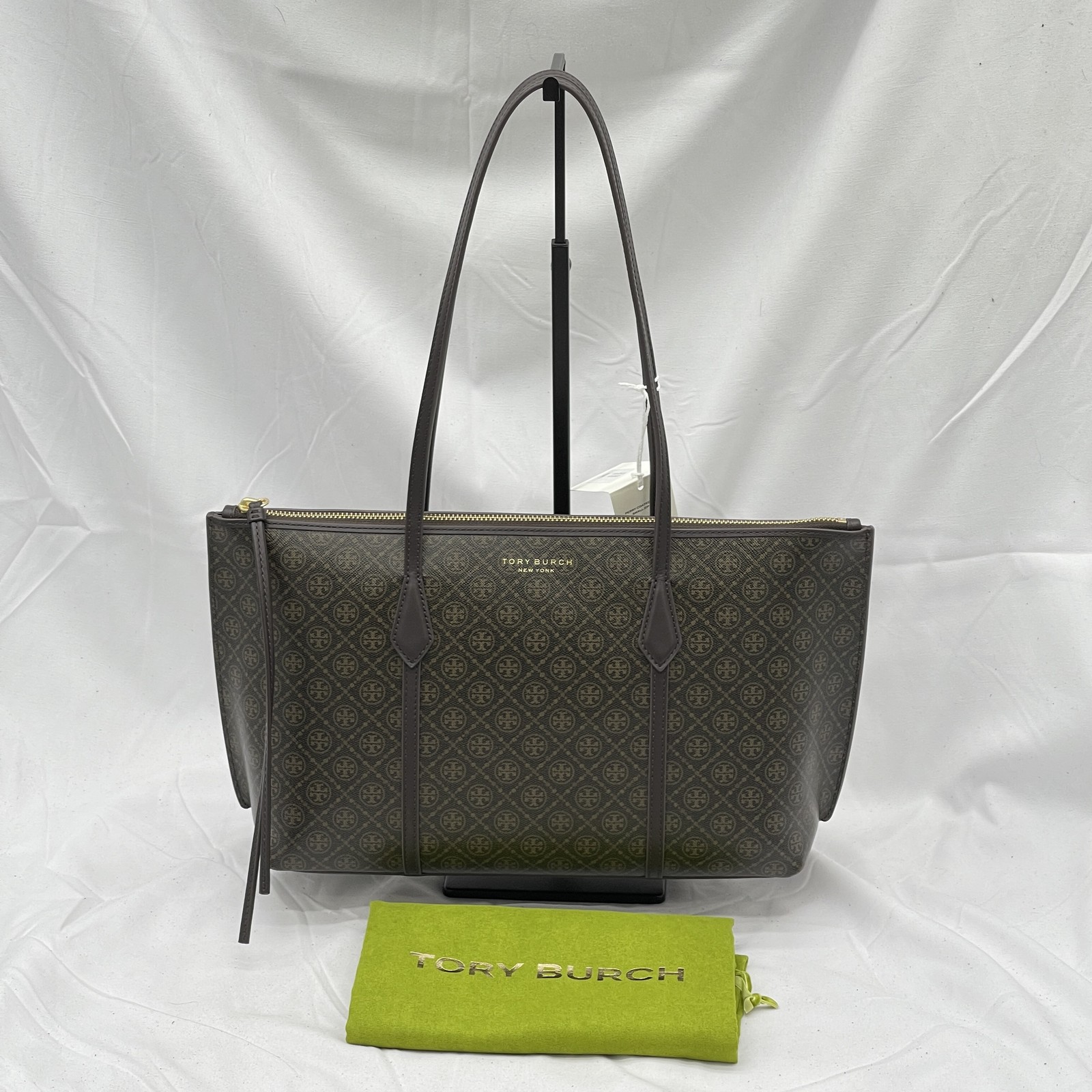 Tory Burch Womens Small Perry Tote Bag Coated Canvas French Press
