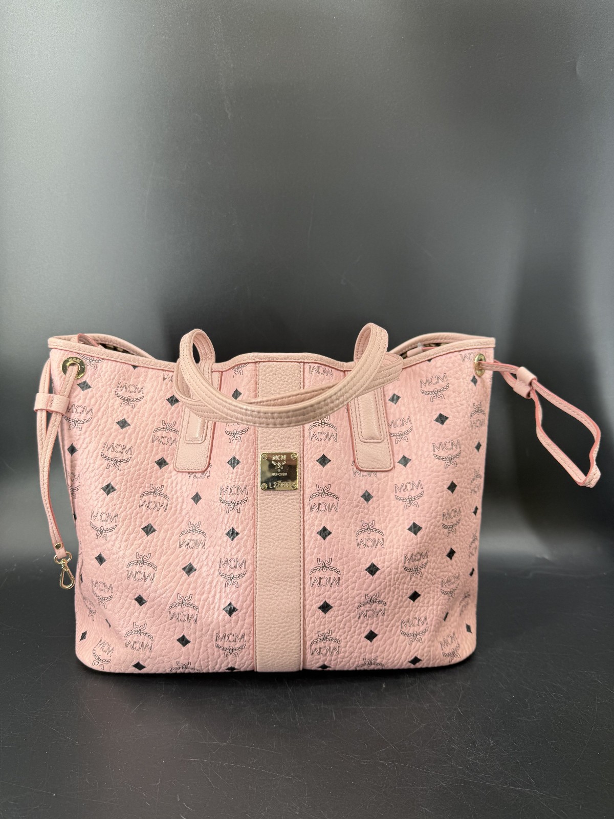 MCM Liz Shopper Medium Reversible Pink Visetos Leather Tote Bag