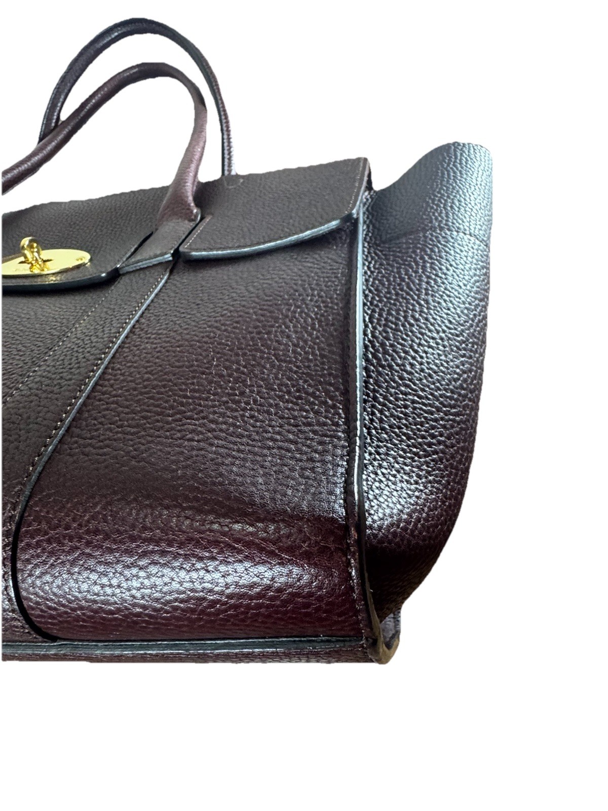 MULBERRY Oxblood Pebbled Leather Large Bayswater Bag Auth