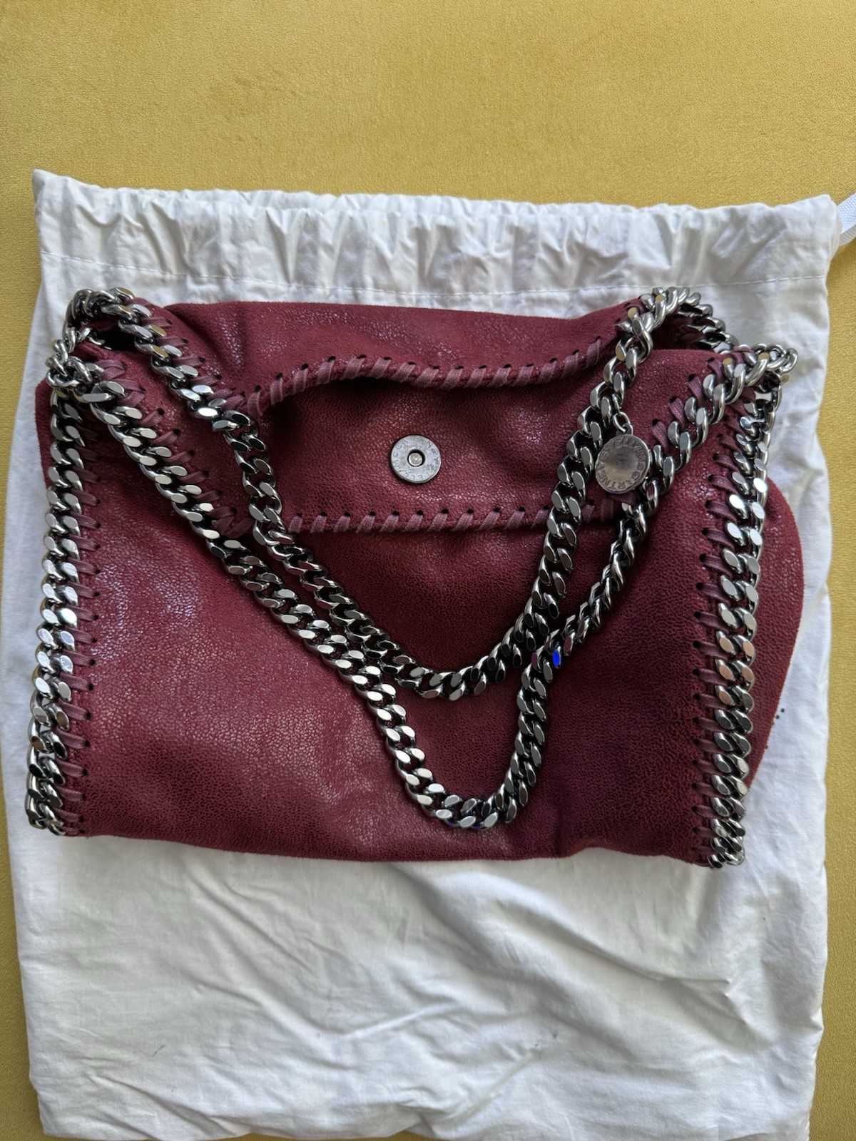 Stella McCartney Falabella Mini Tote Burgundy Chain Strap Magnetic w Dust Bag
