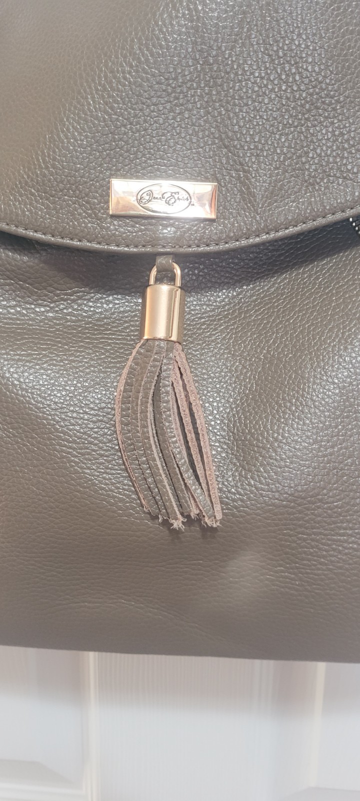 Onna Ehrlich Camel Color Leatherette Bag Hobo Purse Pebbled, Leather Tassel NWOT