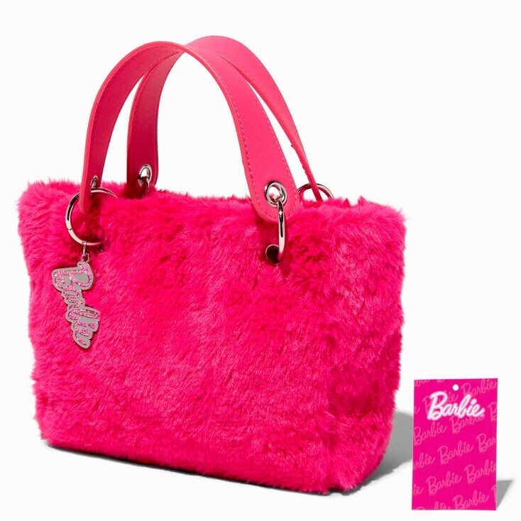Barbie The Movie Pink Furry Tote Bag Purse Handbag Claire’s NEW with Tags RARE