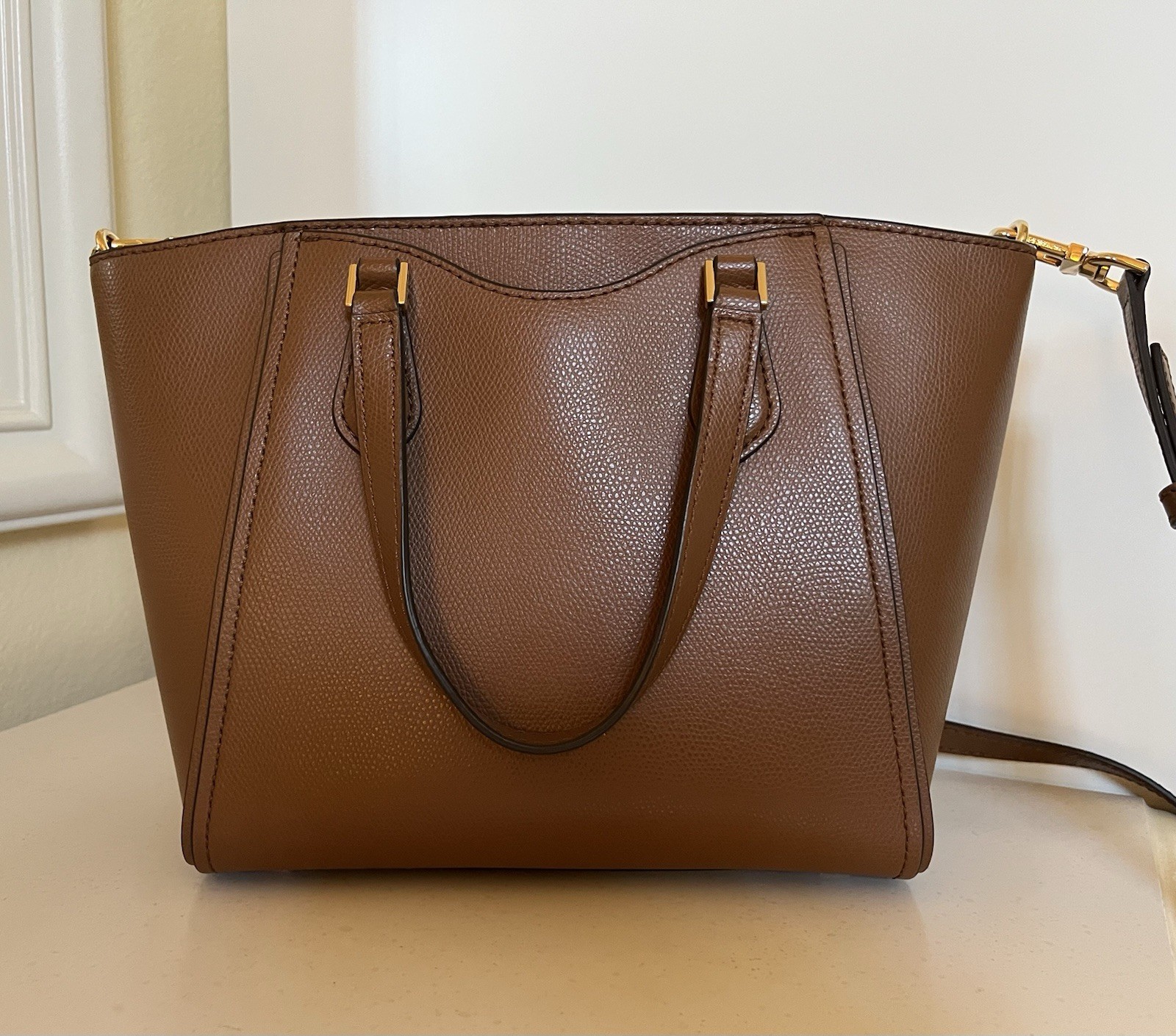 Michael Kors Women’s Taryn Small Convertible Crossbody In Tan/Brown Leather