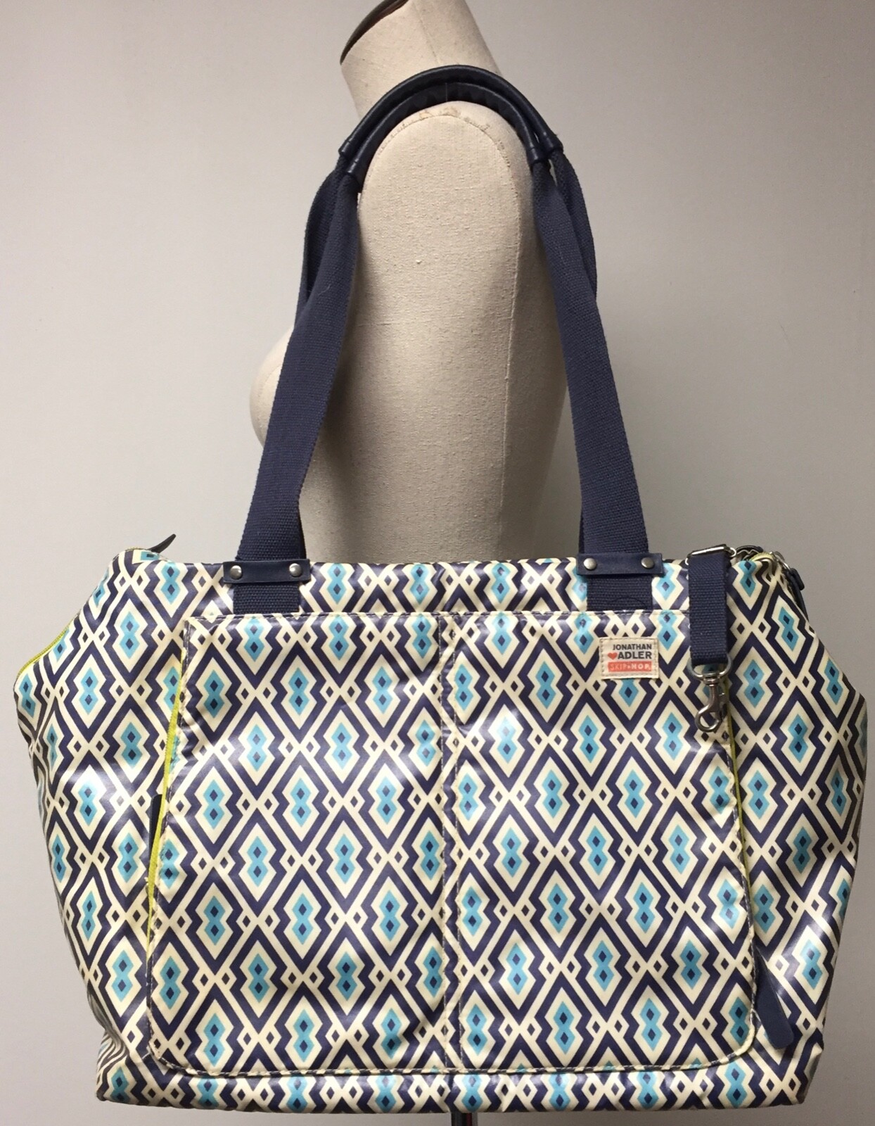 JONATHAN ADLER ORIGINAL SKIP HOP SHOULDER TOTE OLDIE BUT A GOODIE BLUE AQUA LG