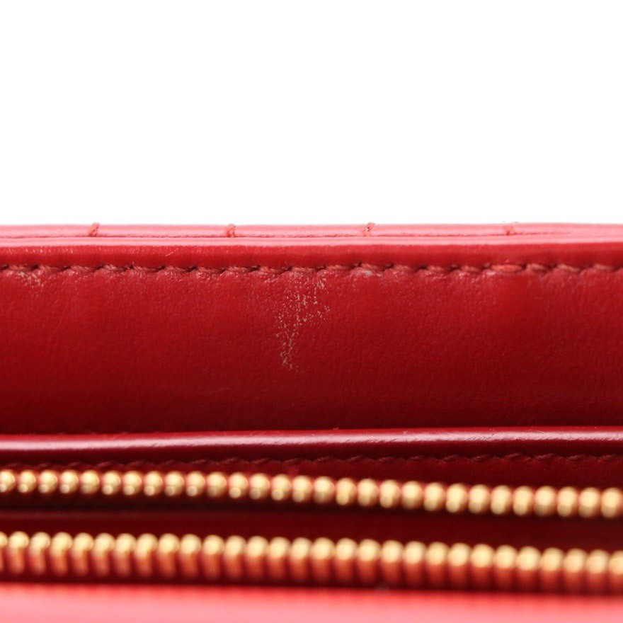 Prada Red Diagramme Quilted Leather Chain Flap Shoulder Crossbody Bag Authentic