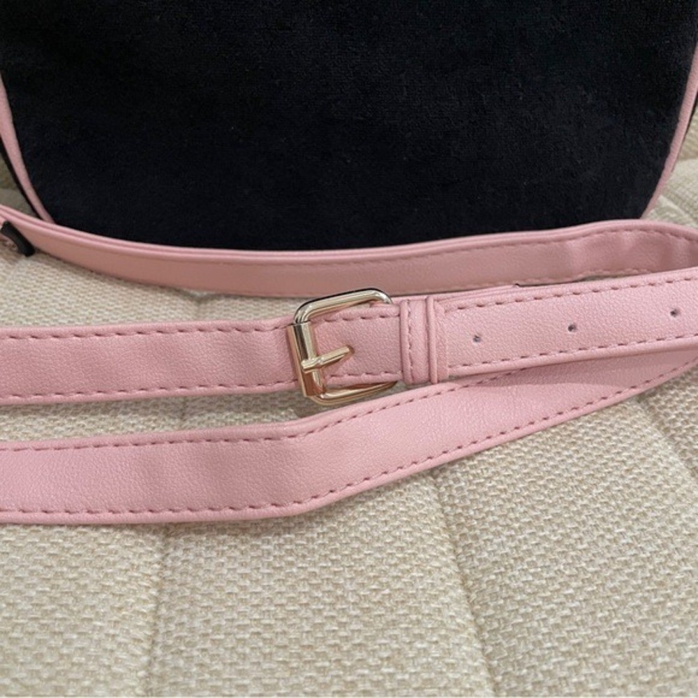 NEW Juicy Couture Black Terry Butterfly Rhinestone Camera Bag Crossbody Pink