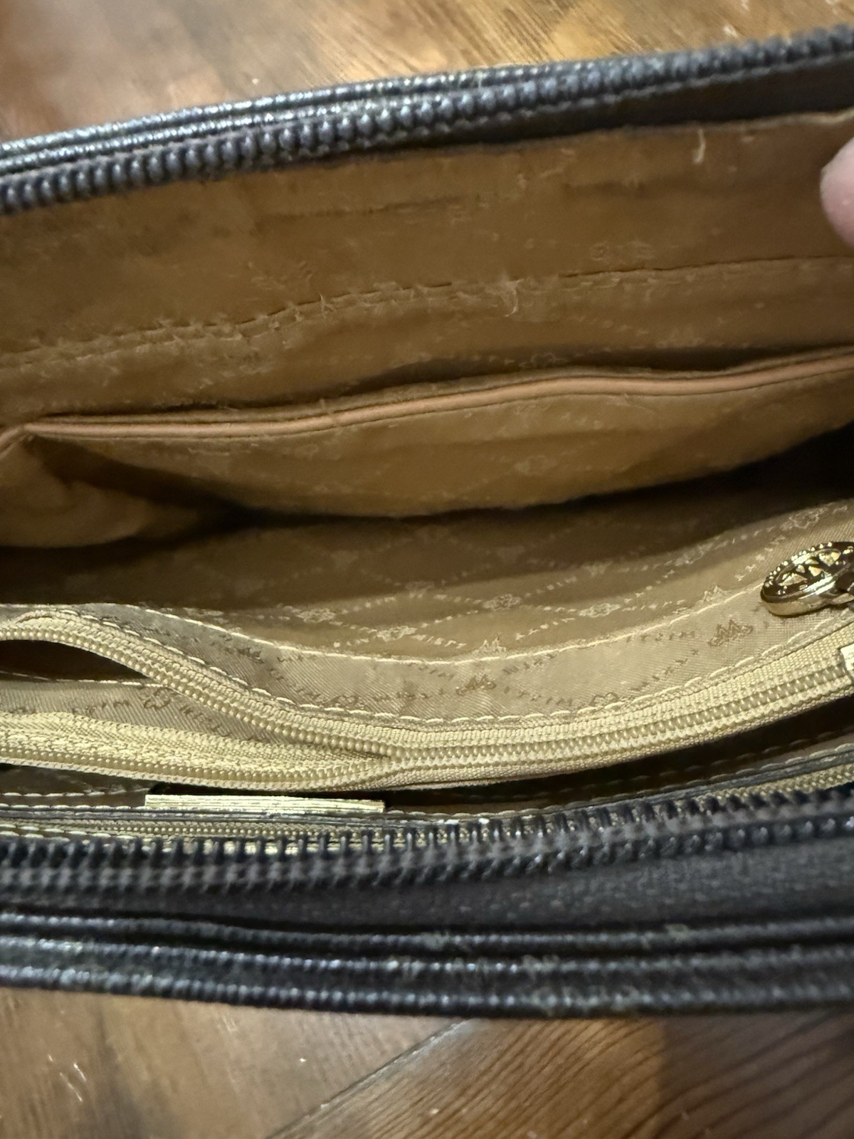 Misty Collection USA M&T Brown Zip Gold Hardware Shoulder Bag