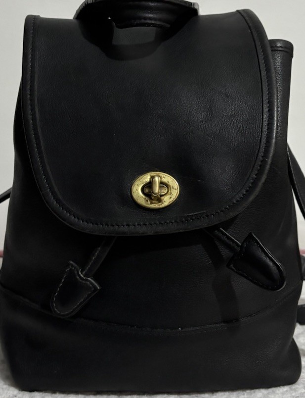 Coach 90s 9791 Black Leather Daypack Backpack Made In USA