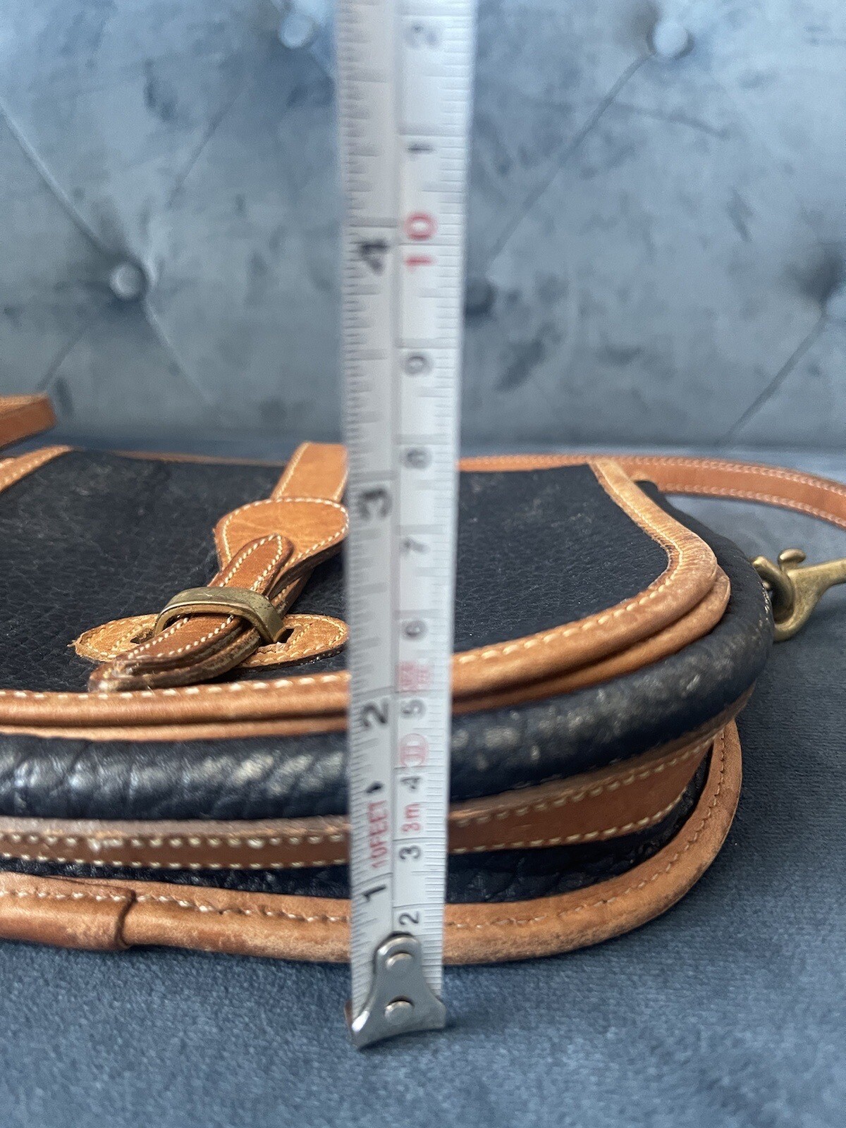 DOONEY & BOURKE Over Under Marble Bag Navy Blue British Tan All Weather Leather