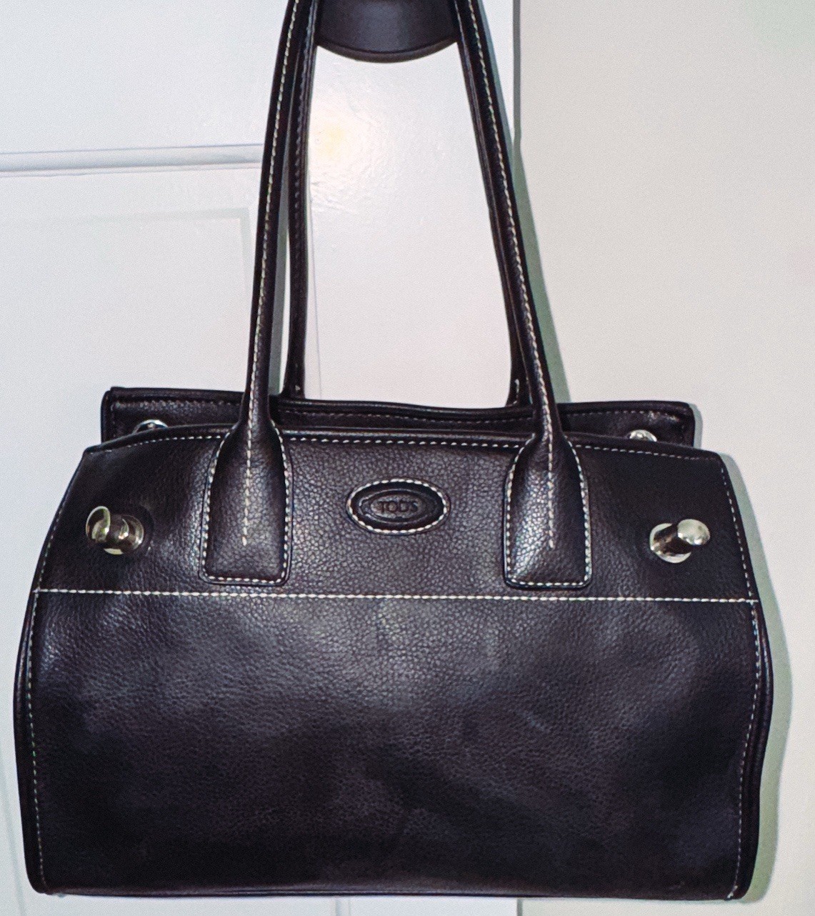 Tod’s Girelli Black Leather Tote Hand Shoulder Bag Purse – Ships FREE