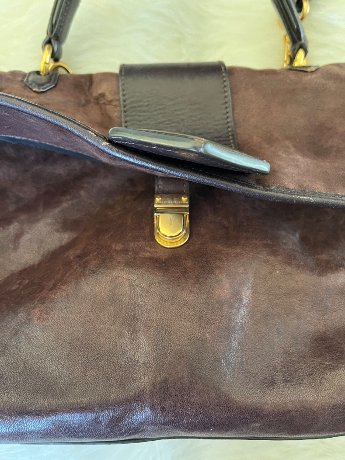 Marc by Marc Jacobs Flipping Out Satchel Bag Lamb Leather Brown