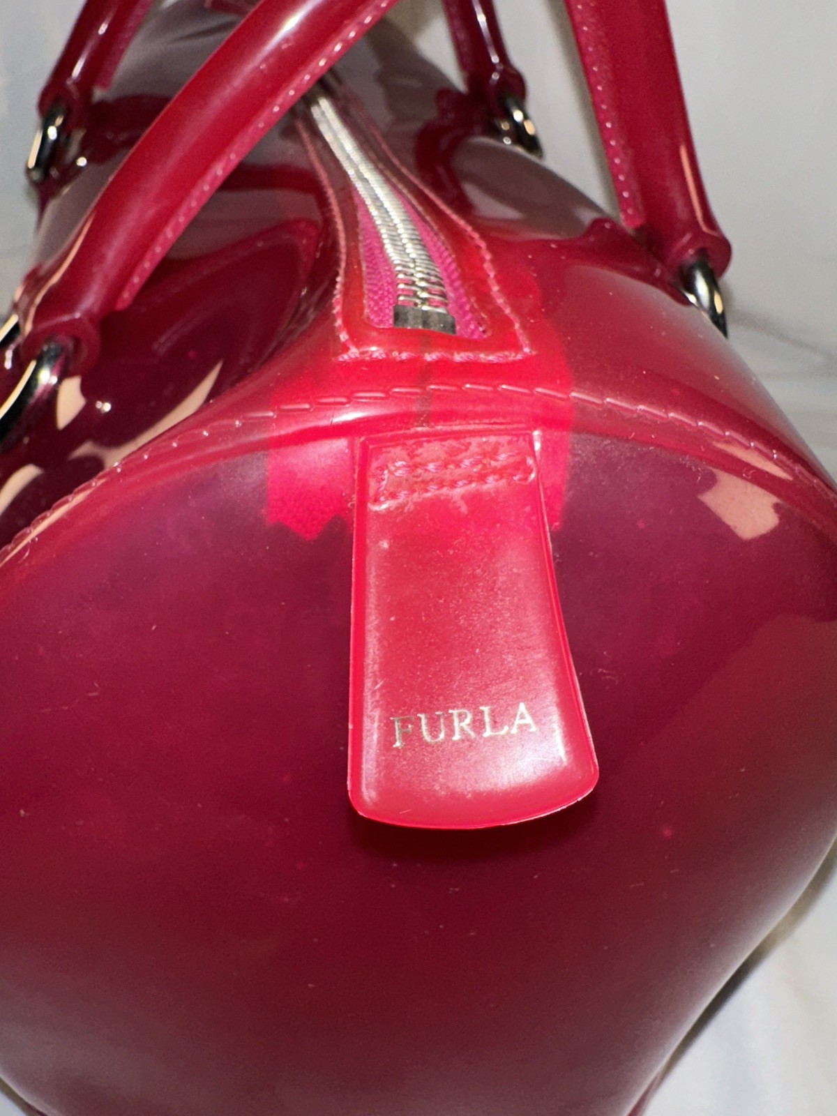 BROKEN Furla Candy Bag Transparent PVC Rubber Satchel Handbag Purse. SEE PICS