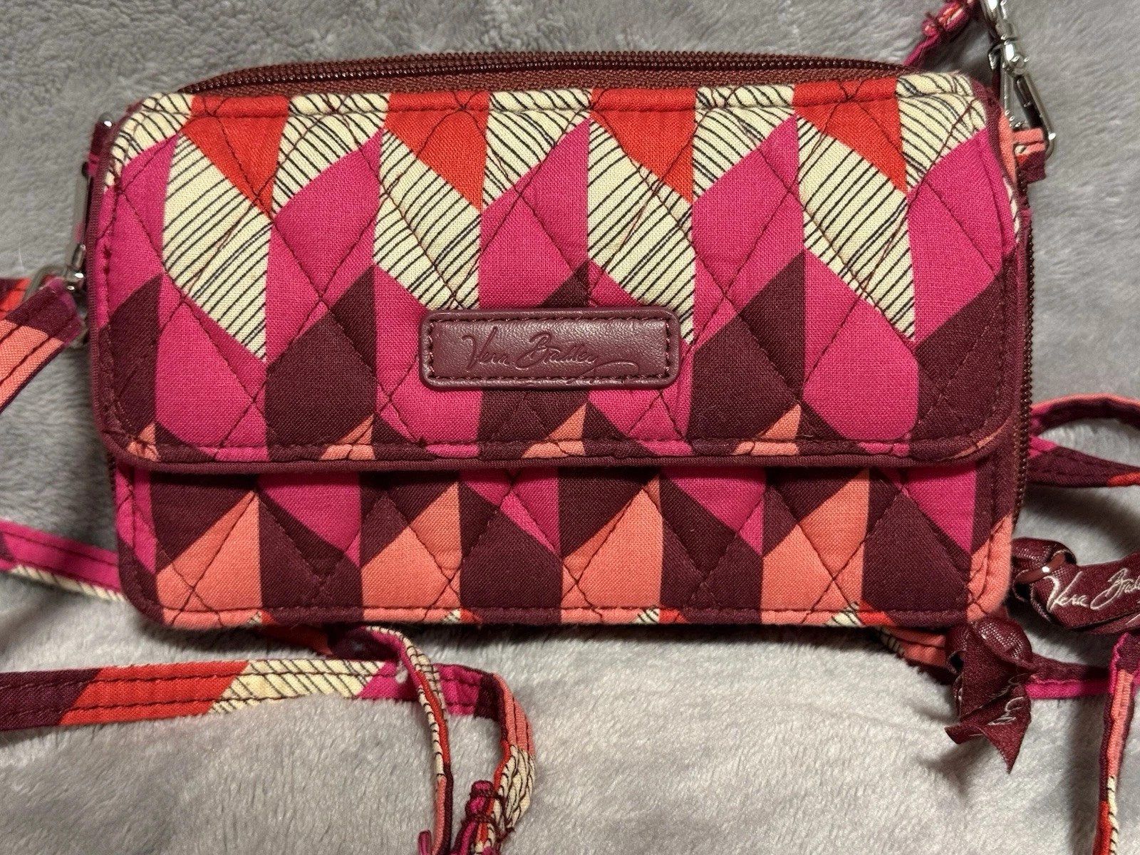 NWT Vera Bradley All In One Crossbody Bohemian Chevron Pink Orange and Brown