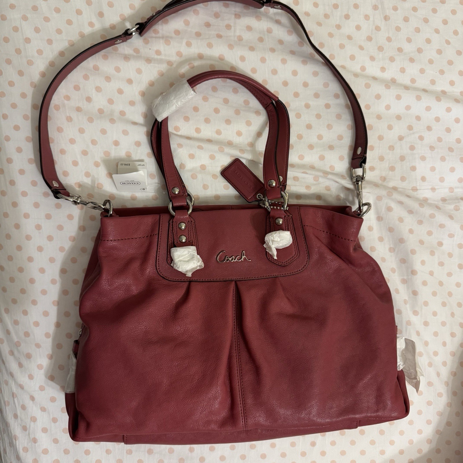 Coach Ashley leather carry all bag, Ginger Beet color