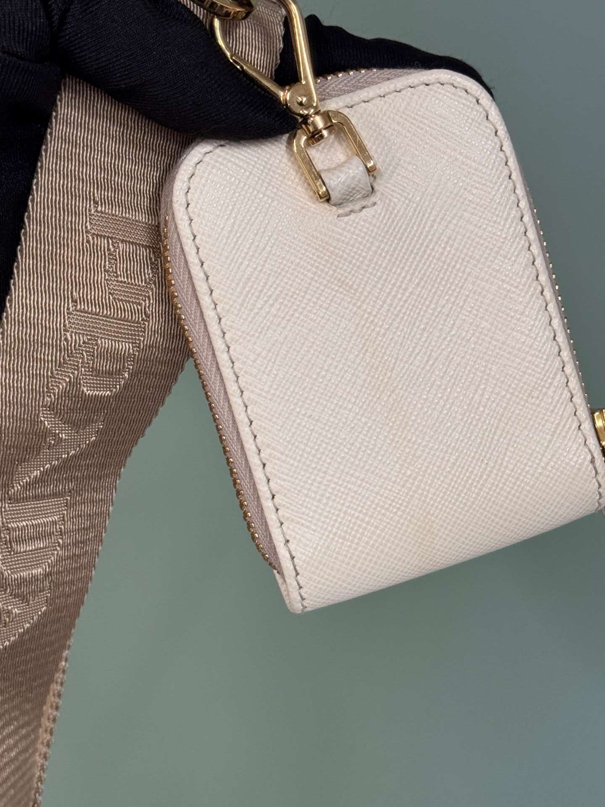 Prada Re-Edition 2005 Mini Hobo Shoulder Bag White Saffiano Leather GoldHardware