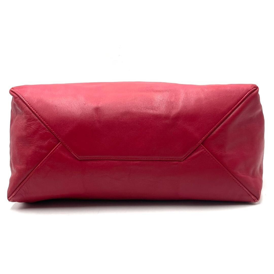 Celine Horizontal Cabas Tote Hand Bag Phoebe Red Leather Shoulder Bag