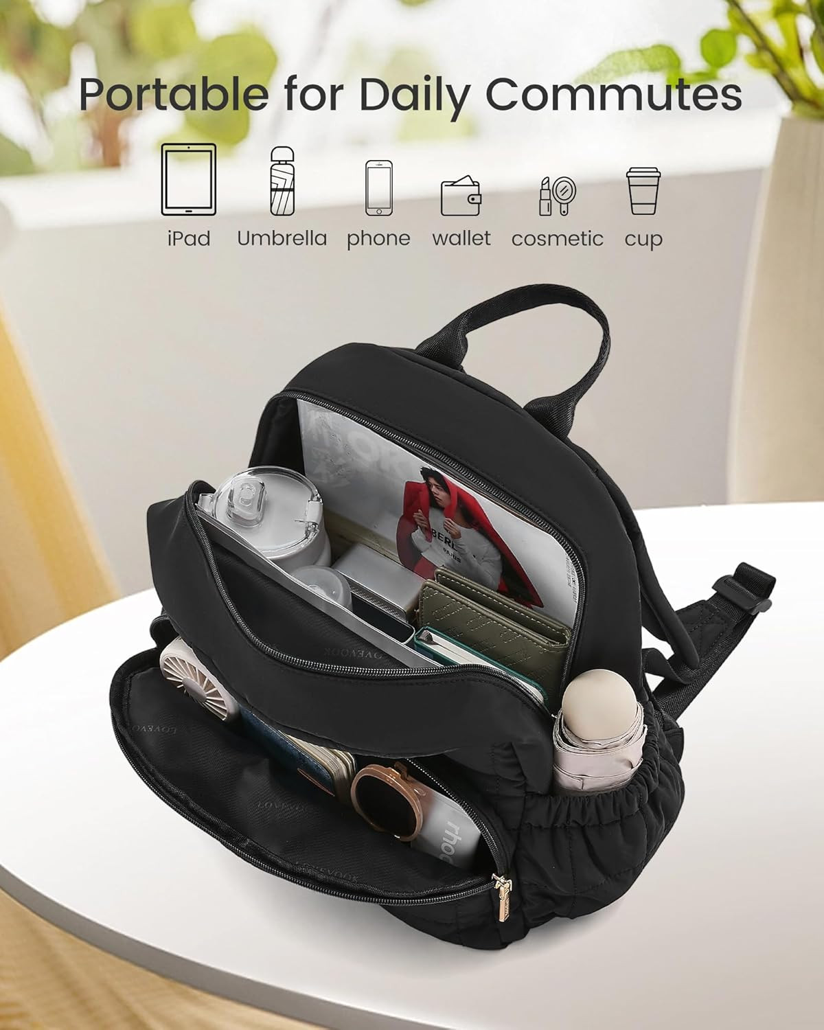 Small Backpack Purse for Women, Mini Puffer Backpack with Anti-Theft Pocket, Lig