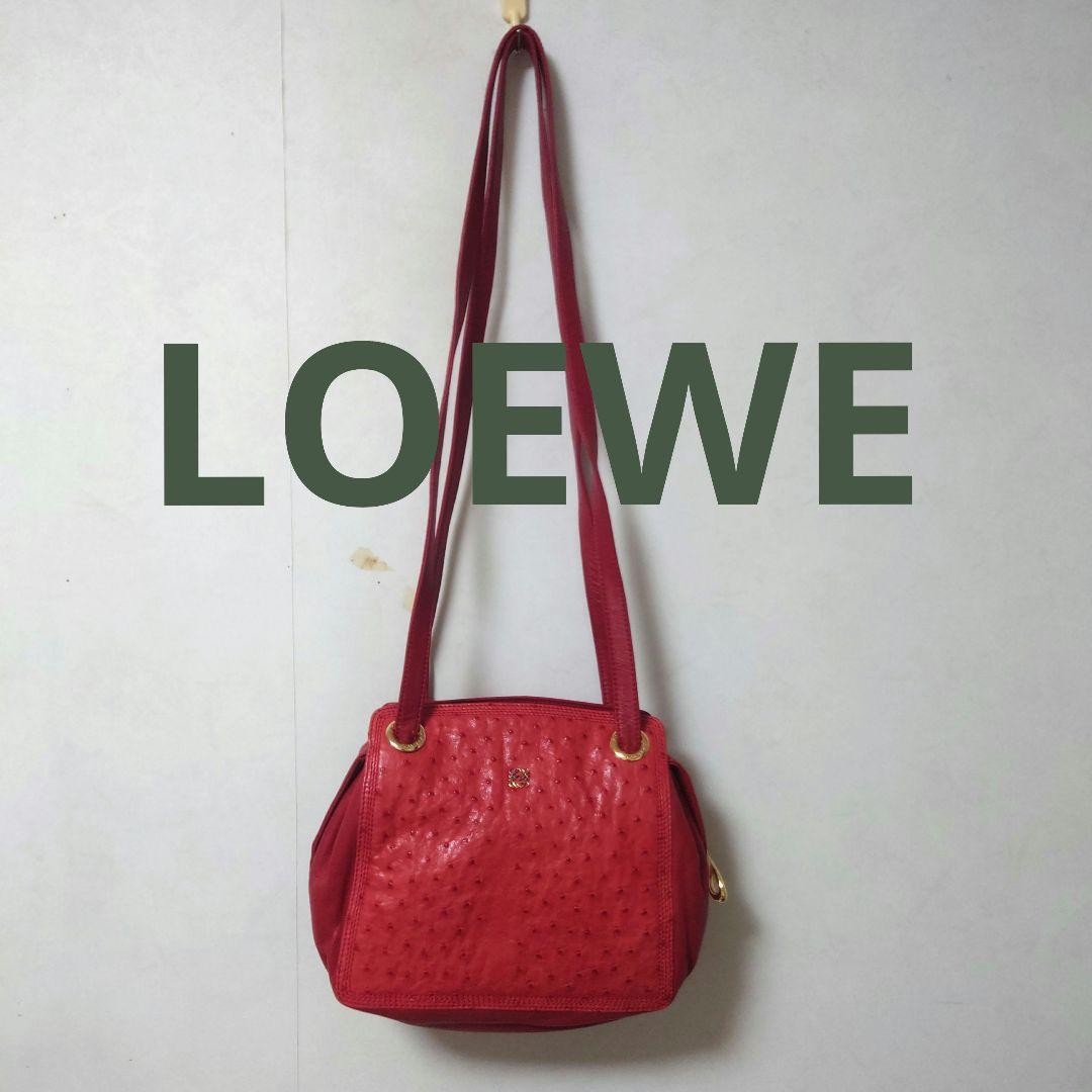 Loewe Women Bag Red Ostrich Combi Limited Edition VHTF Rare Popular Products Fas