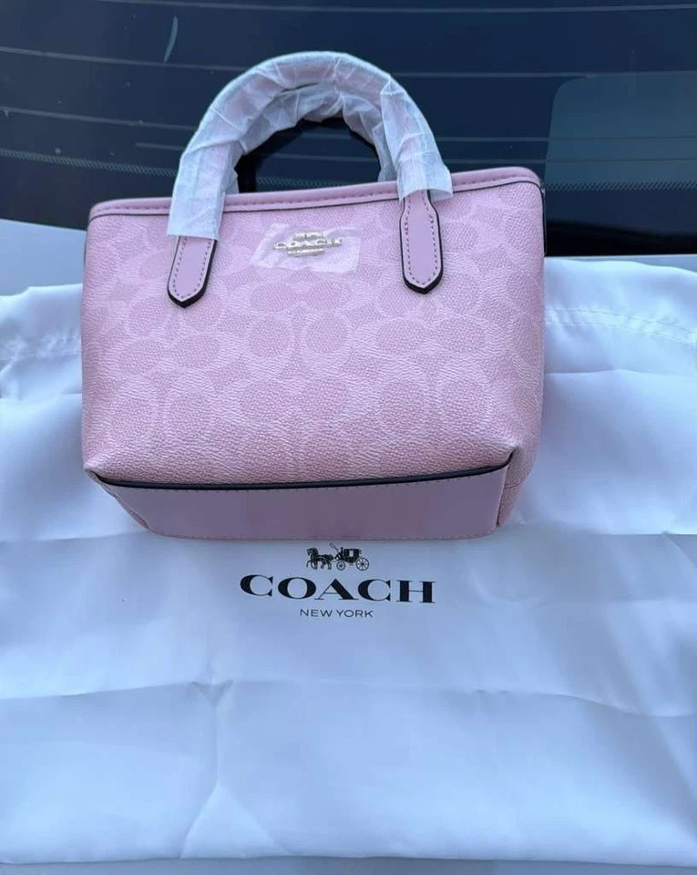 COACH City Mini Tote Bag Signature Canvas Powder Pink CW032 Outlet NEW