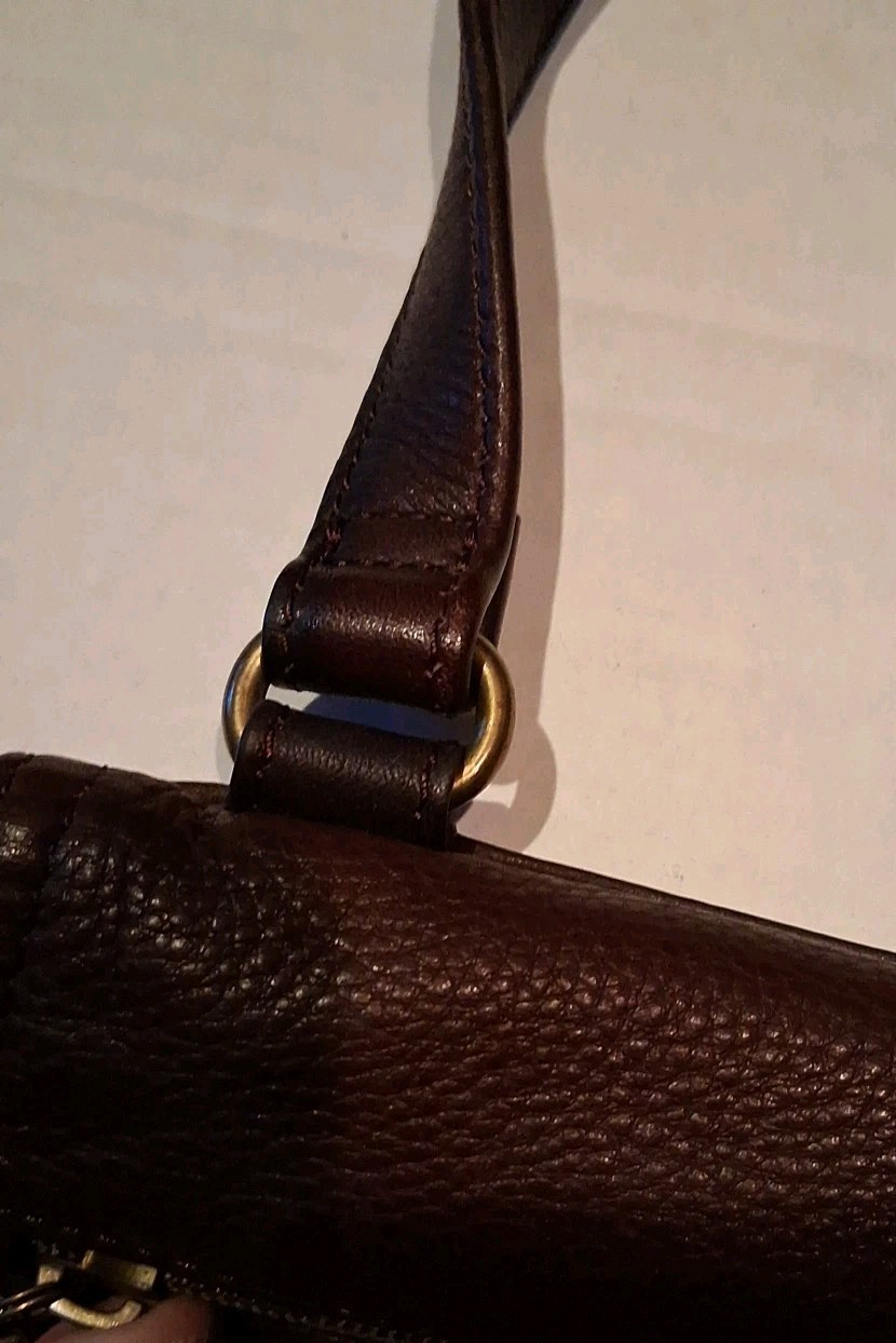 Fossil Purse 75082 Brown Pebbled Leather Adjustable Crossbody Bag Key Vintage