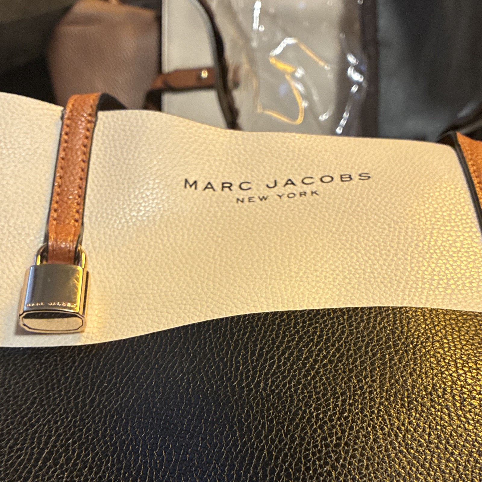 Marc Jacobs Colorblock Pebbled Tote Bag, Zip Closure, Brown Straps, Large