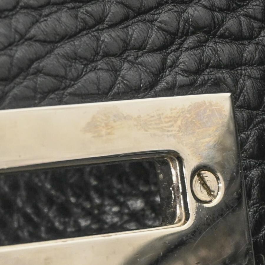 Salvatore Ferragamo Gancini Black Leather Turn Lock Handbag Silver Hardware