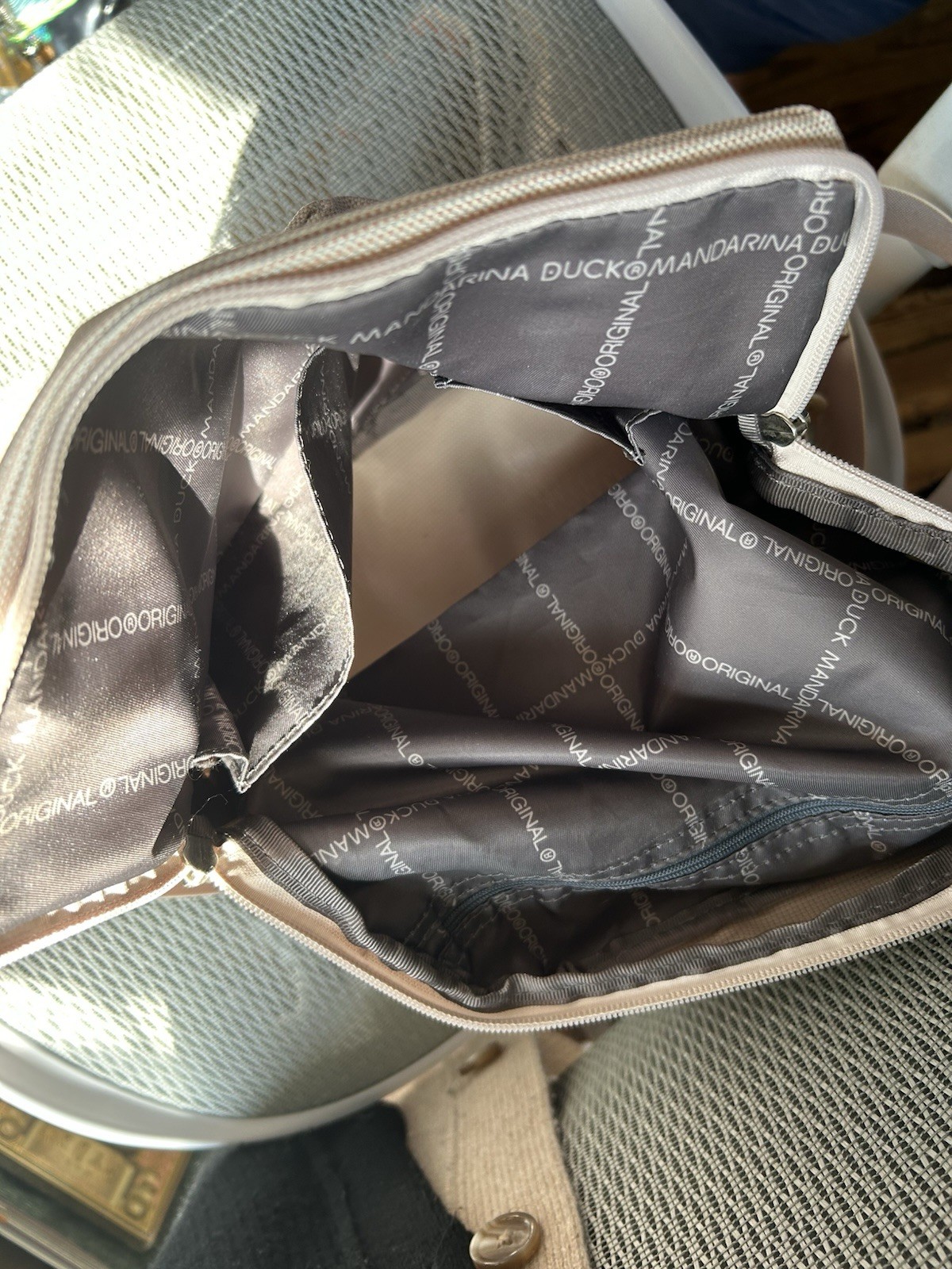 Mandarina Duck Slim Backpack With Handle Sand MD20 Excellent Condition Read