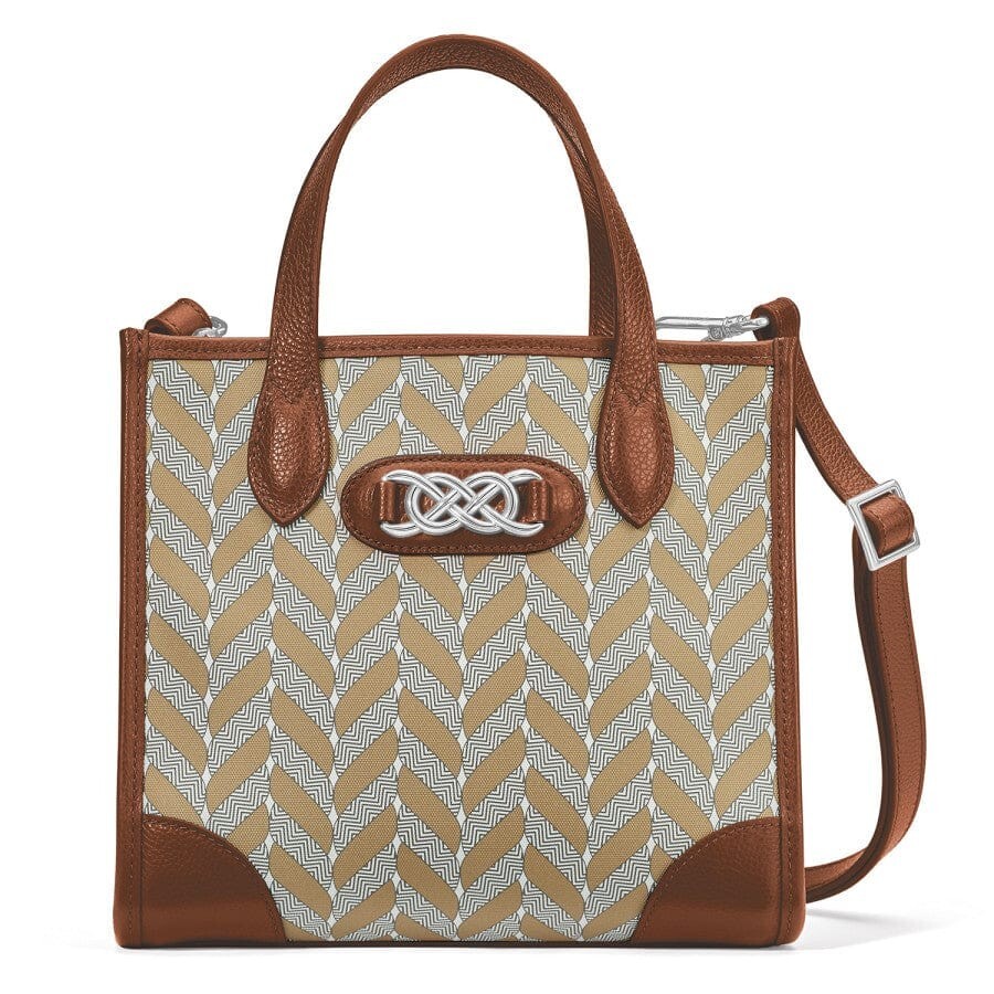 Brighton Interlok BRITTEN Small Tote Bourbon Brown Herringbone MSRP $395 NWT