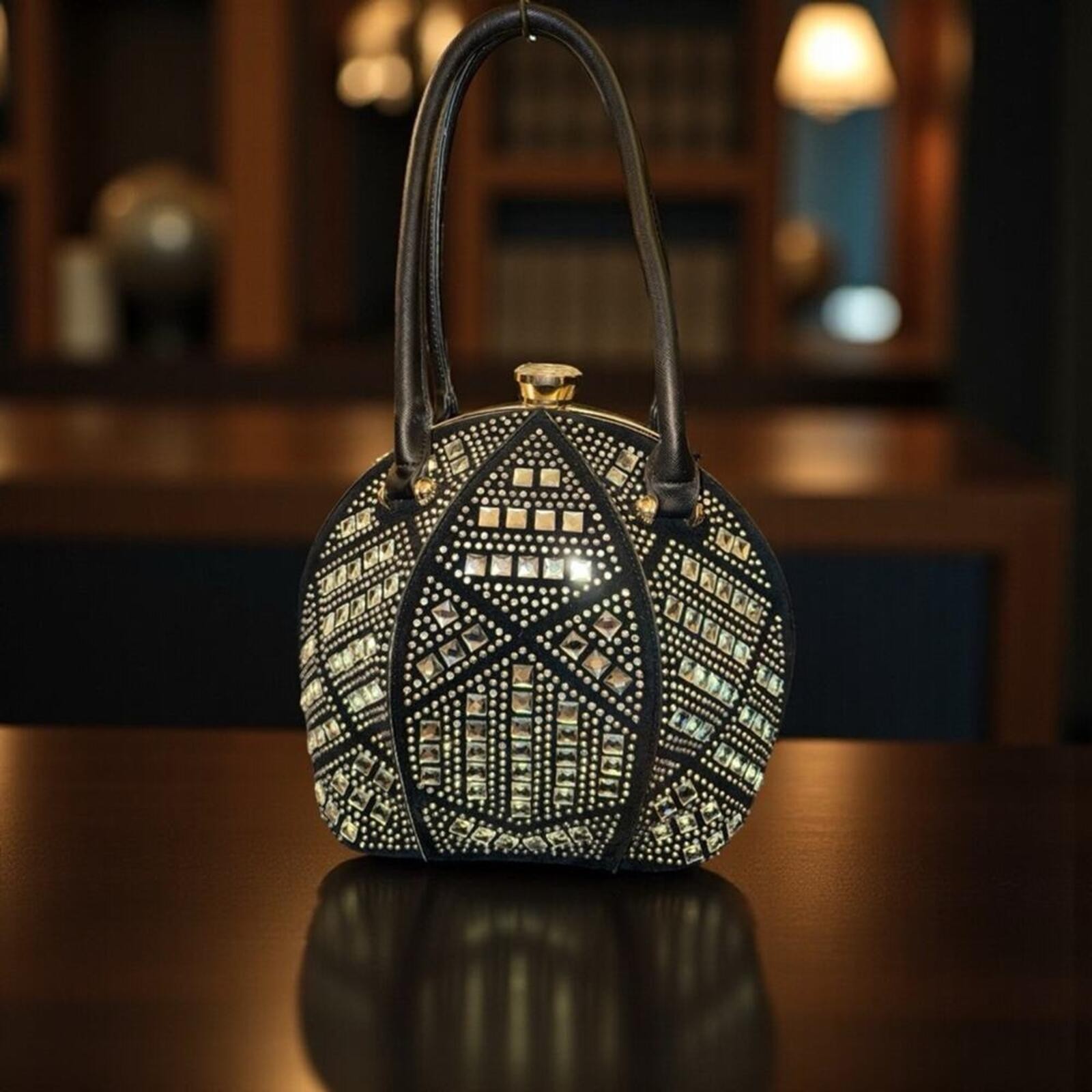 DOME SHAPED RHINESTONE SATCHEL