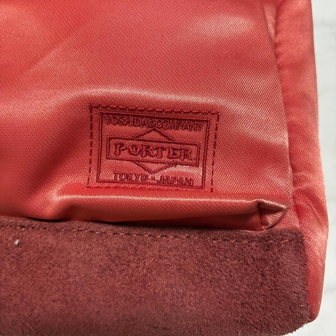 Porter Yoshida FADE Red Shoulder Bag Women Fabric Zip Silver Hardware