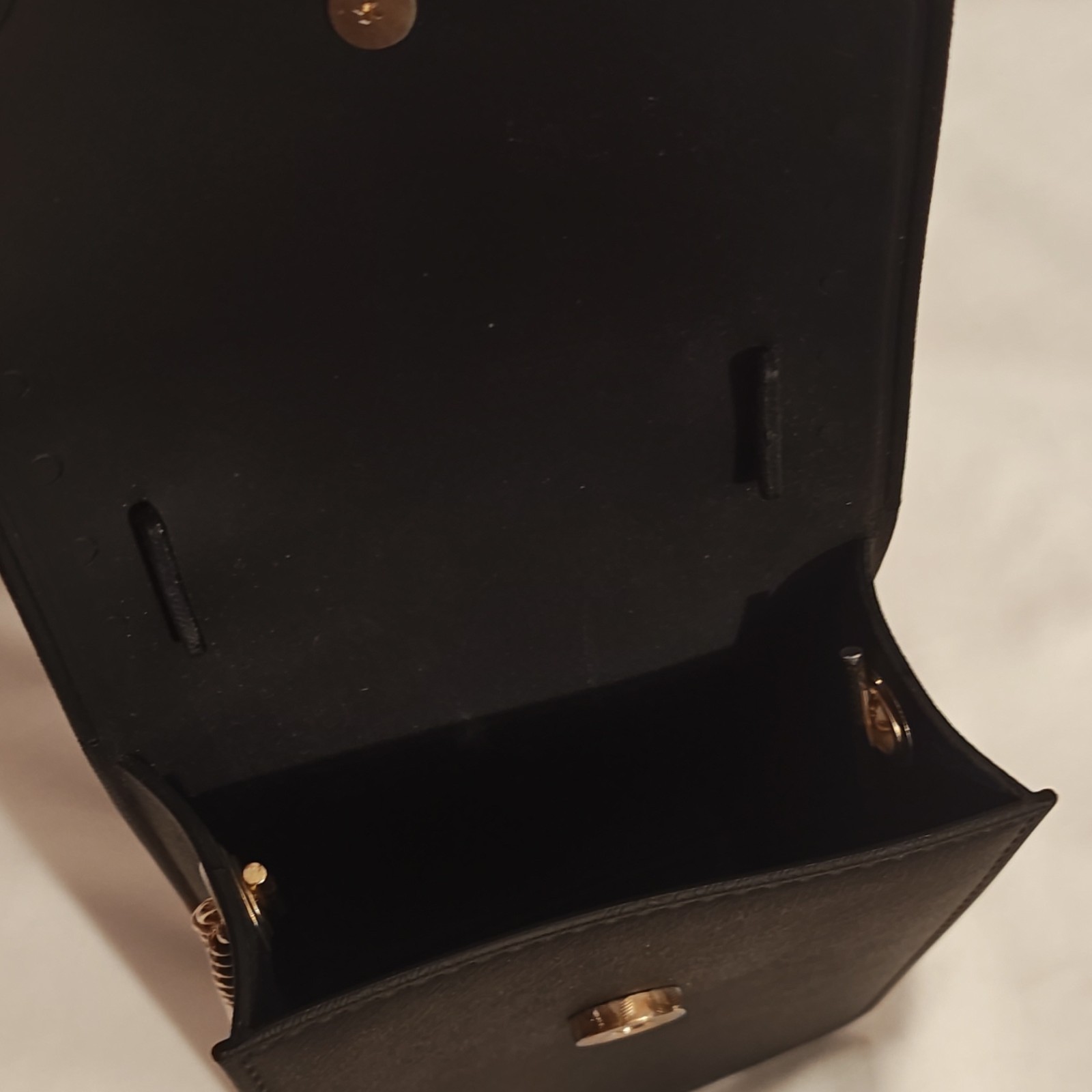 Black Small Crossbody Phone Bag Gold Bee Studded Top Handle Chain Strap Snap