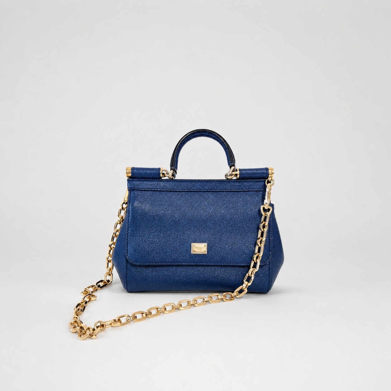 Dolce & Gabbana Leather Miss Sicily Top Handle Small Bag in Blue