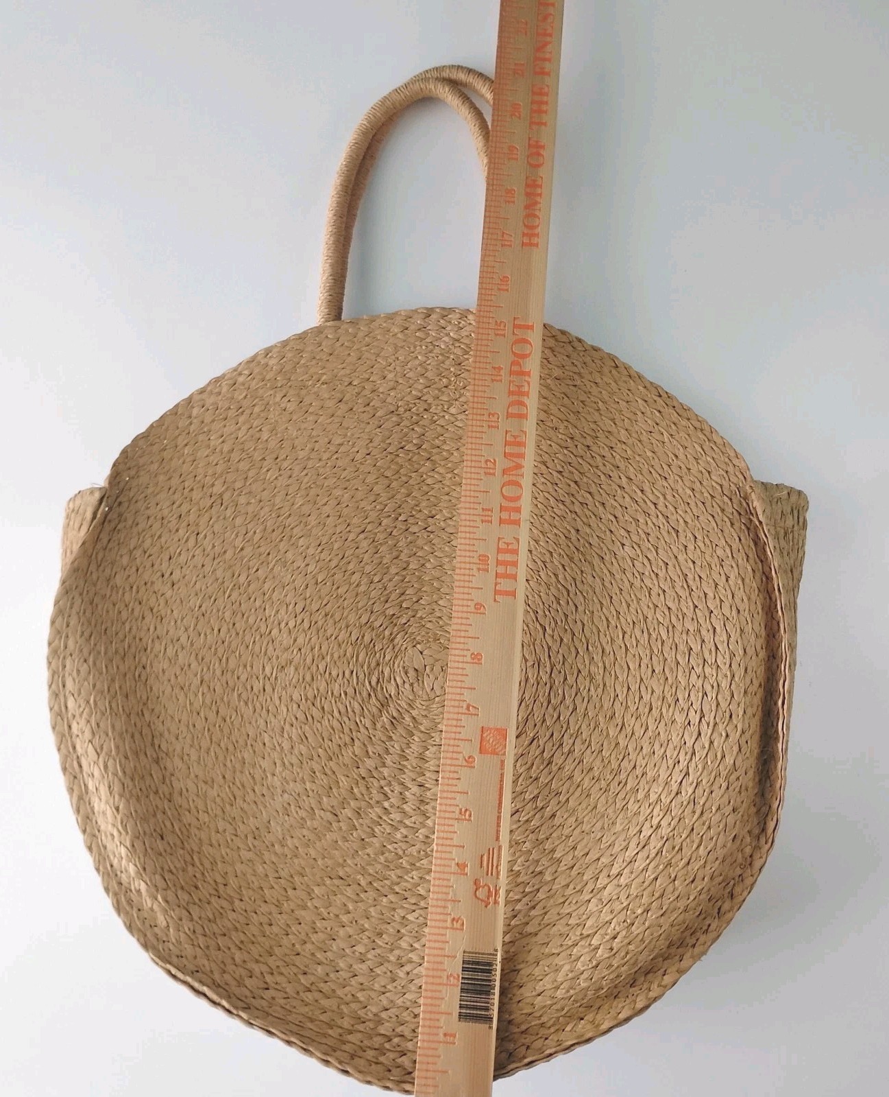 Woven Hand Bag W/ Shoulder Strap Faux Leather Snap Button Pocket