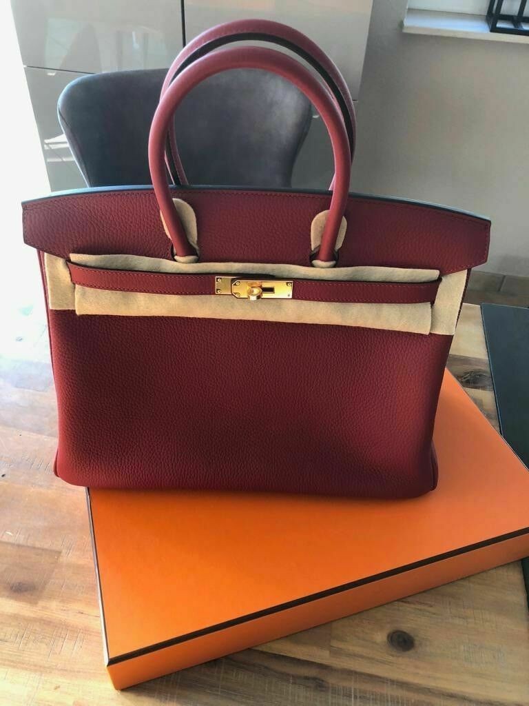Hermes Birkin Bag Bag Kelly Red Red 35 Togo Leather Accessories ROUGE GRENAT New
