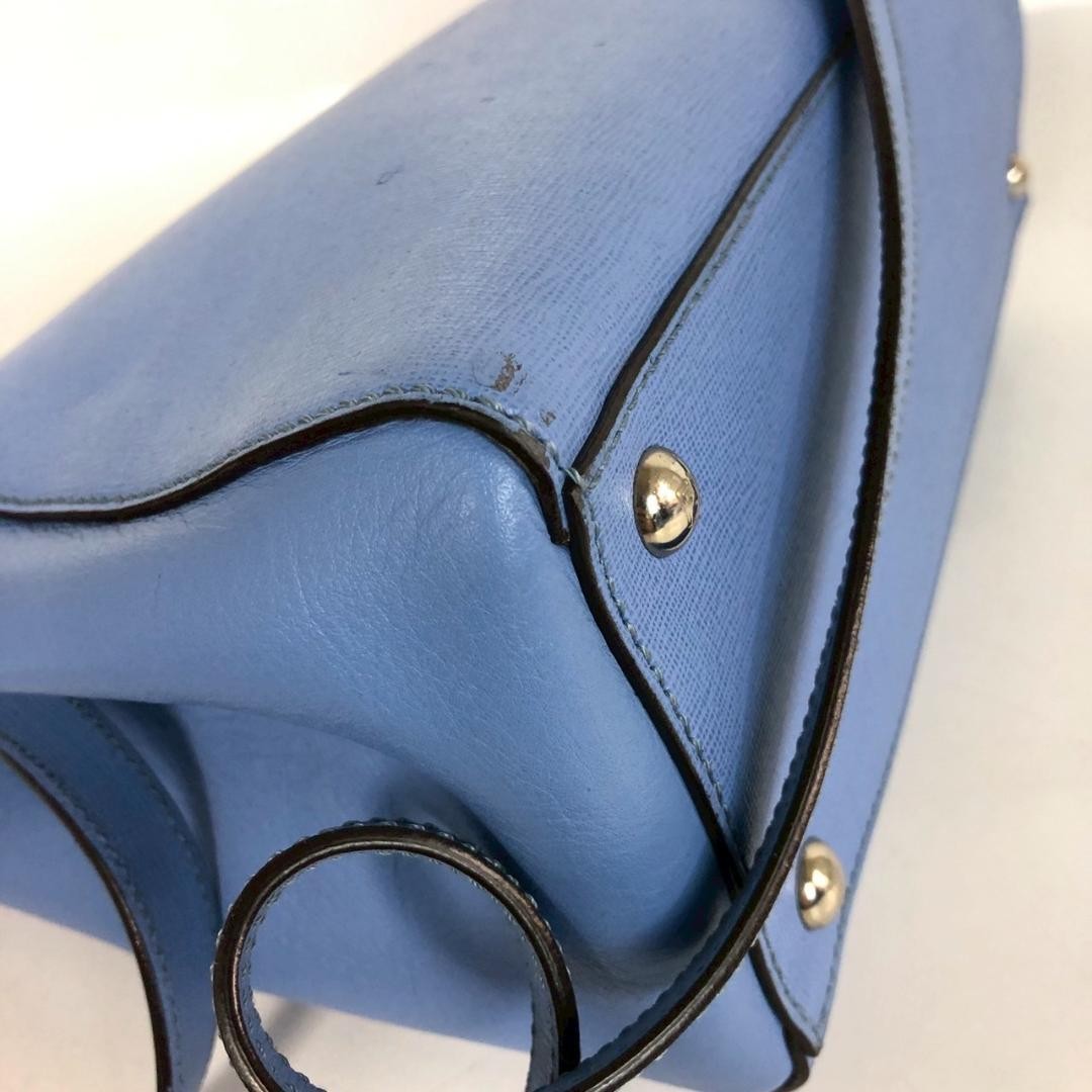 Fendi Petit 2Jours 2-Way Handbag Shoulder Bag Blue Leather Versatile