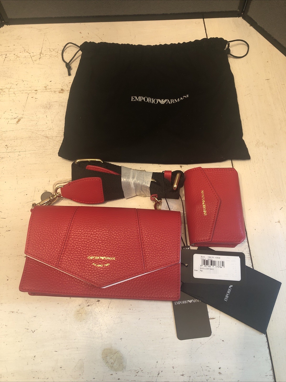 NWT Emporio Armani – SHOULDER BAG WITH CARD HOLDER – RED Y3B176 Y350B