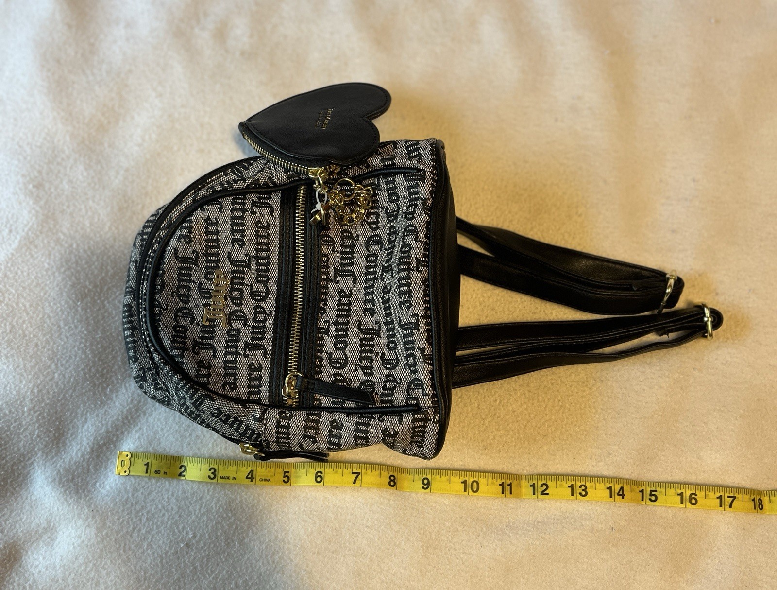 Juicy Couture Casual Stylish Mini Backpack Black White Coin Purse Tote R7