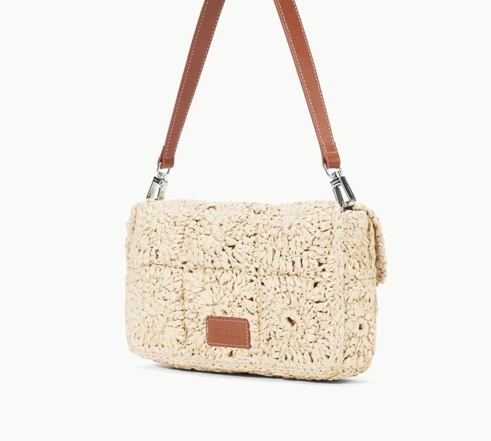 STAUD TIMMY CROCHET RAFFIA CONVERTIBLE SHOULDER BAG MSRP$395 Timeless Chic