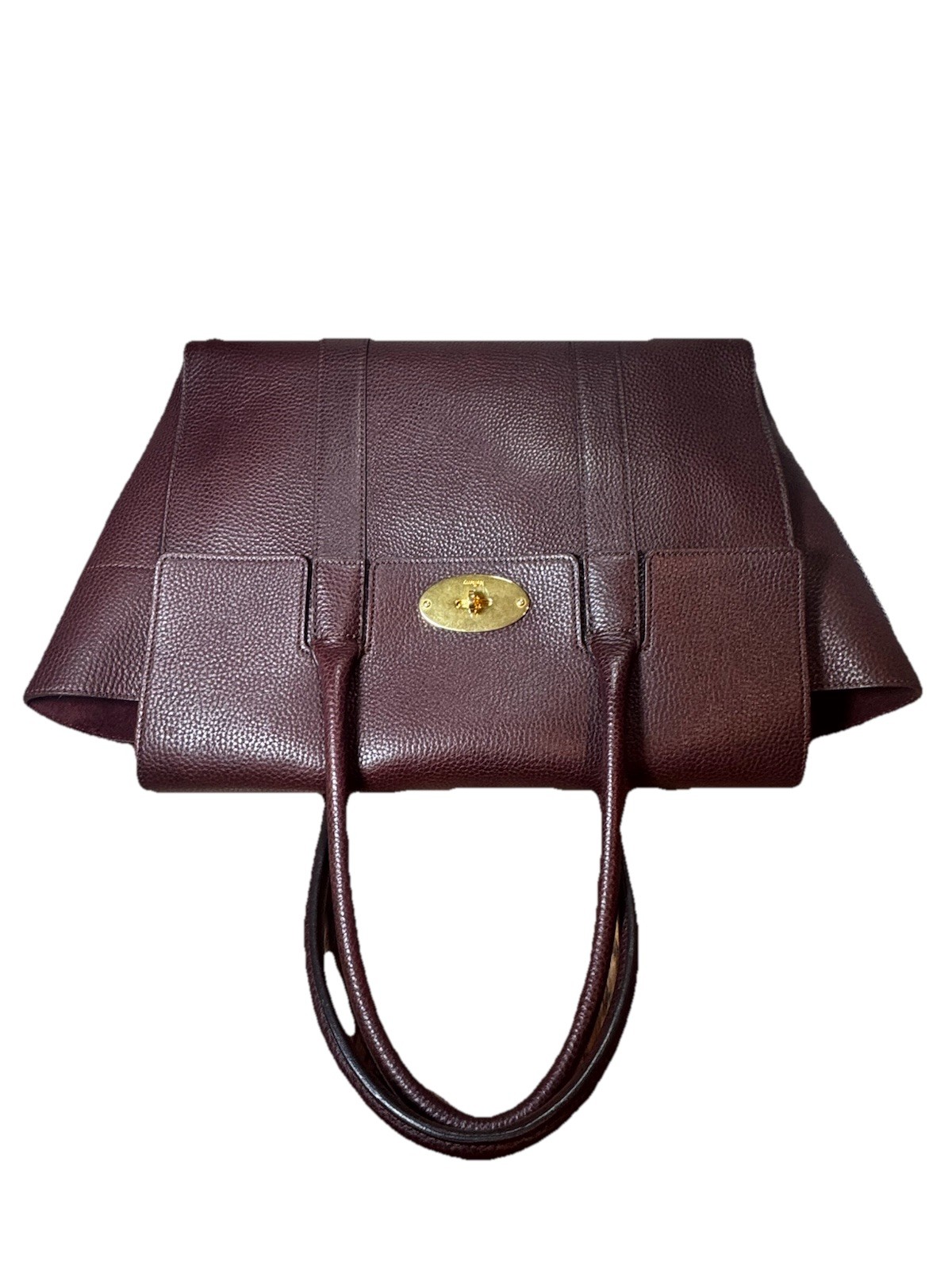 MULBERRY Oxblood Pebbled Leather Large Bayswater Bag Auth