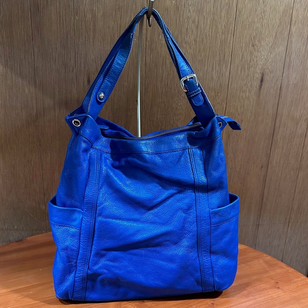 Presa Cobalt Blue Leather Tote Bag