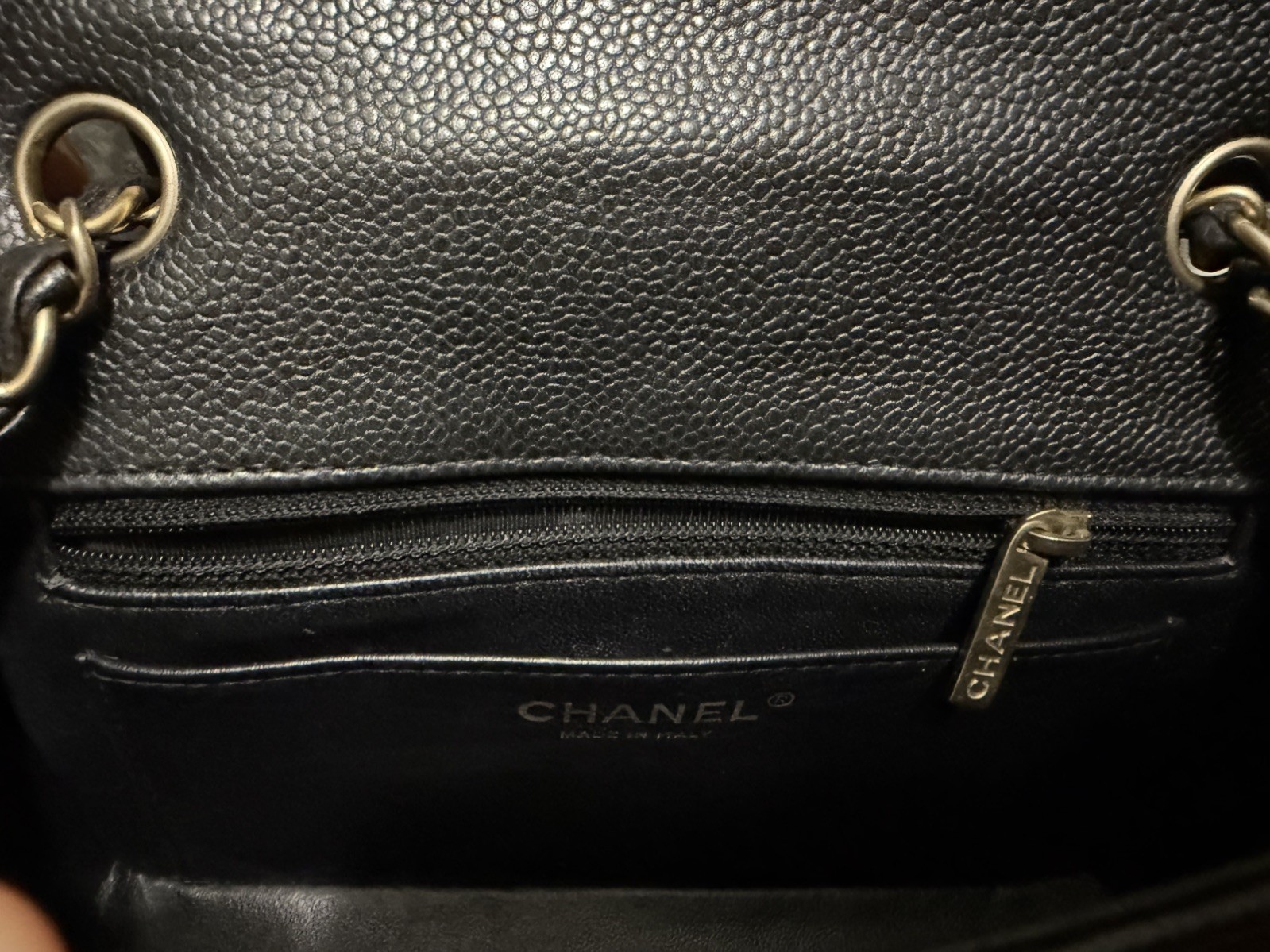 CHANEL Mini Rectangular Classic Flap Bag Black Caviar With Gold Hardware