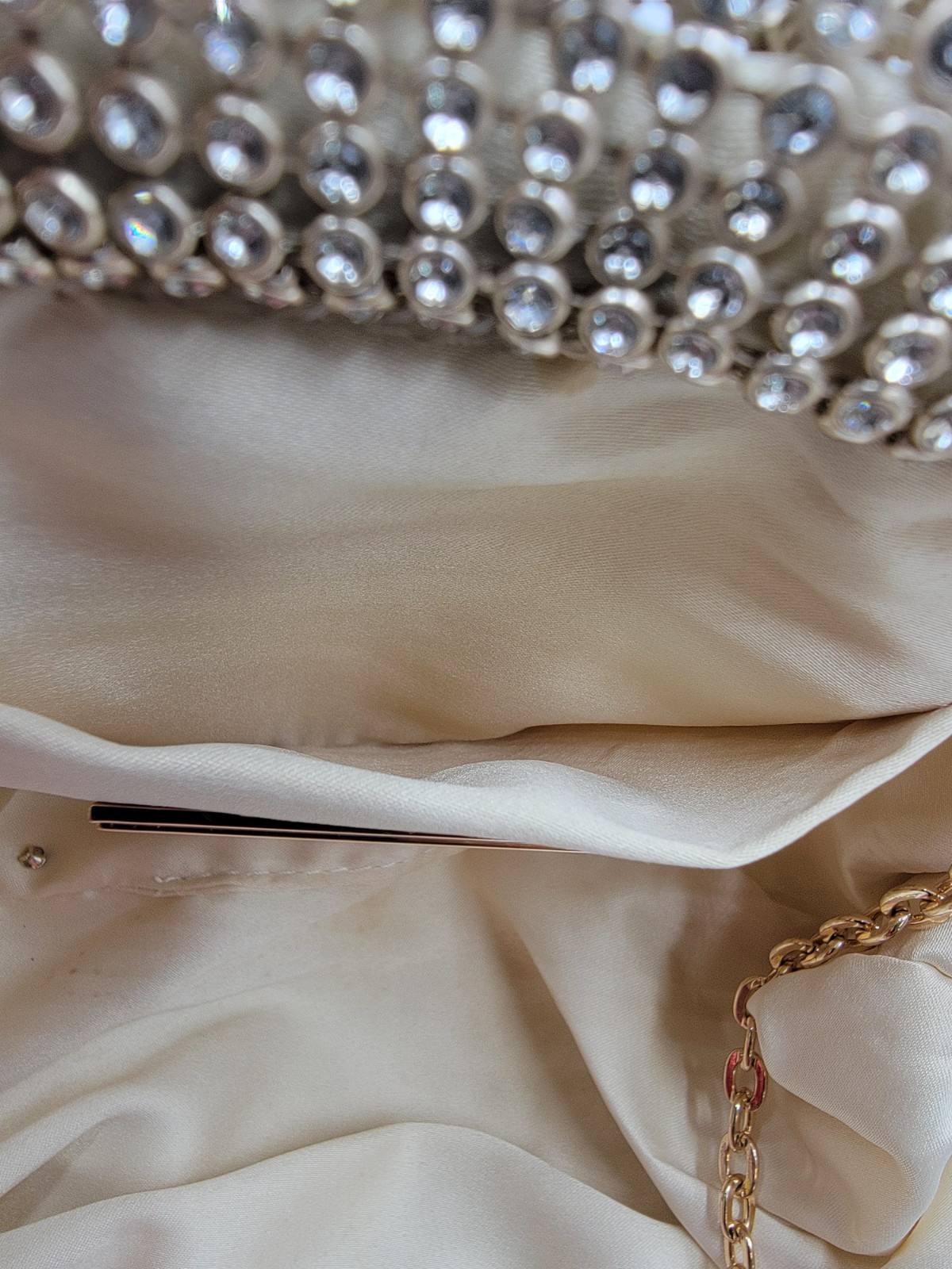 INC International Concepts Pleated Clutch Women’s Champagne Frame Closure~