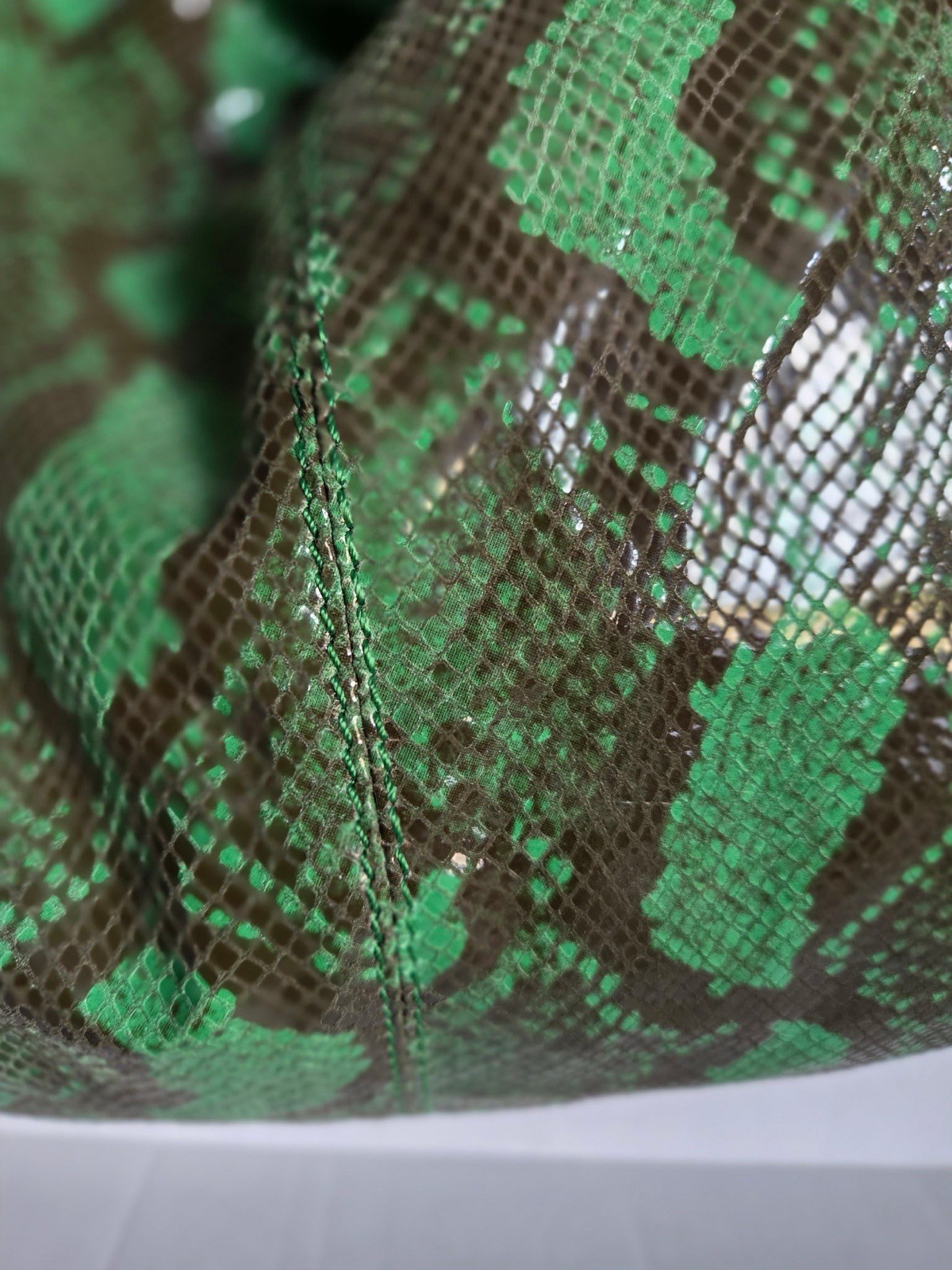 Antonio Melani Green Snake Print Leather Hobo Shoulder Bag Gold Chain Large