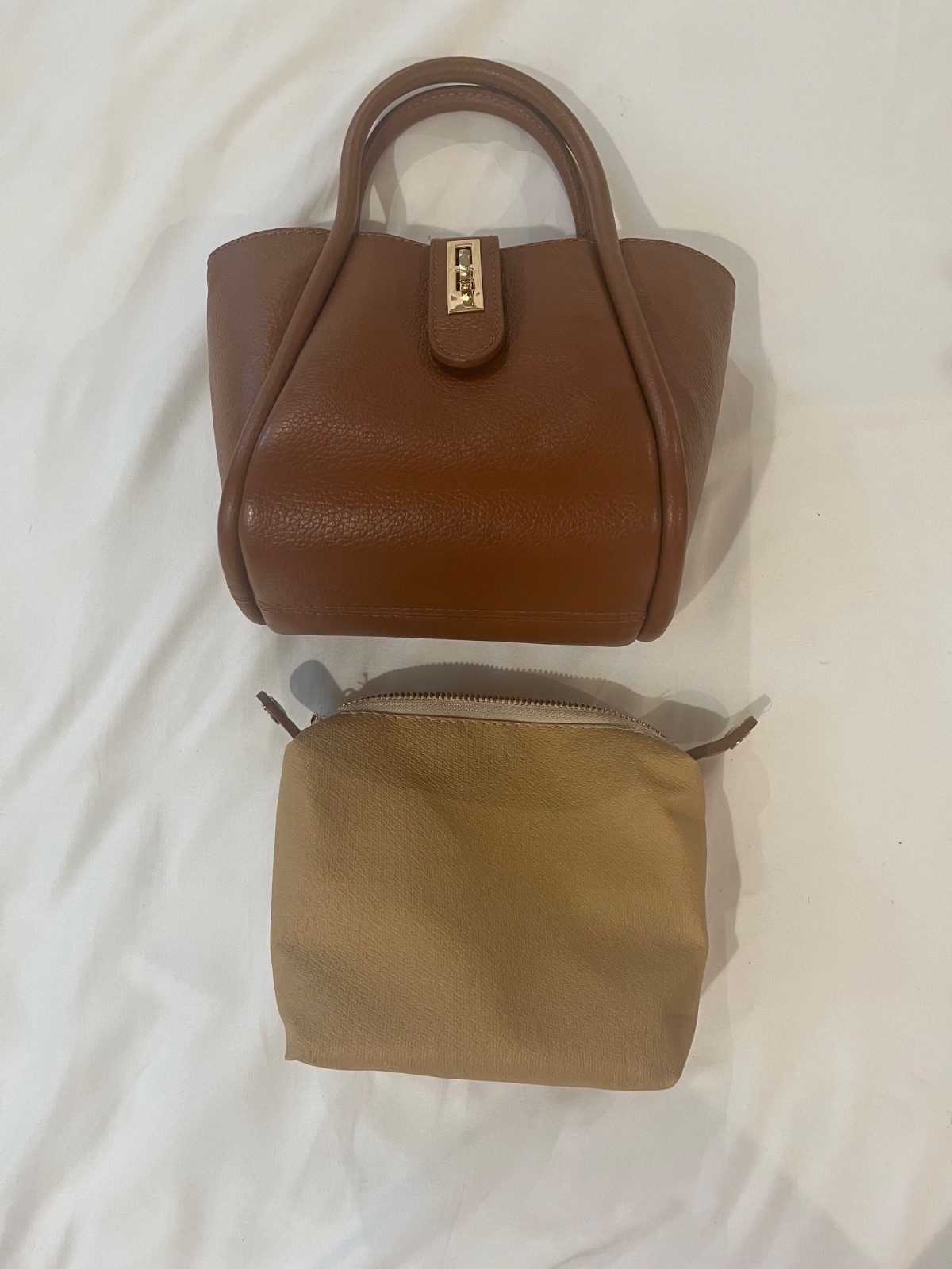 BORSE IN PELLE Italian Pebbled Leather Shoulder Bag/Crossbody Bag