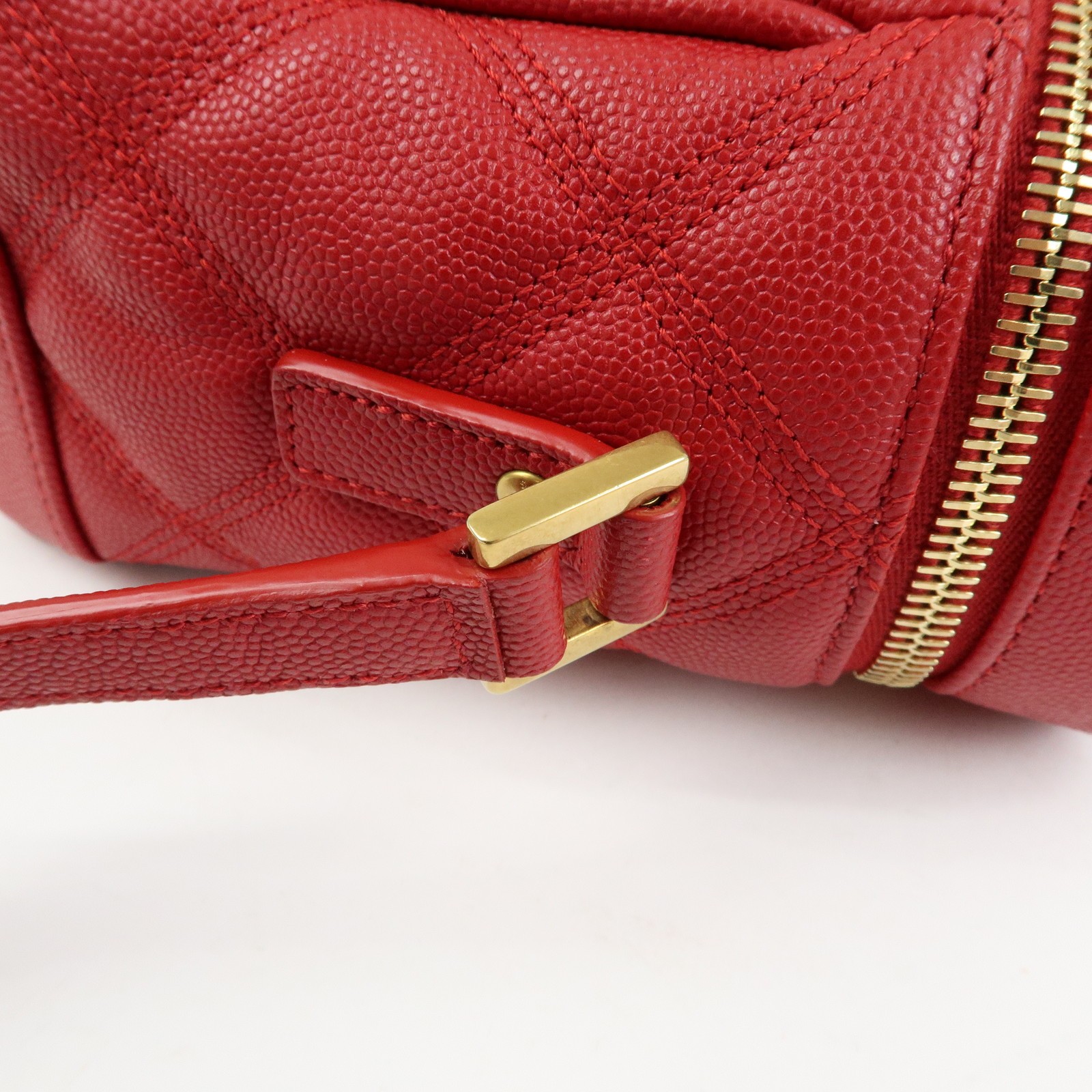 SAINT LAURENT PARIS Cassandra Embossed Leather Vanity Bag 649779 Auth Used F/S